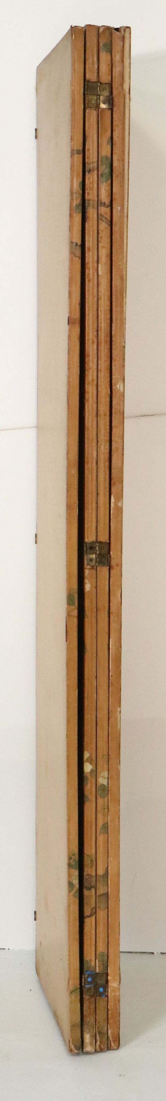 Chinese Four-Panel Painted Bird and Flower Screen, 20th Century