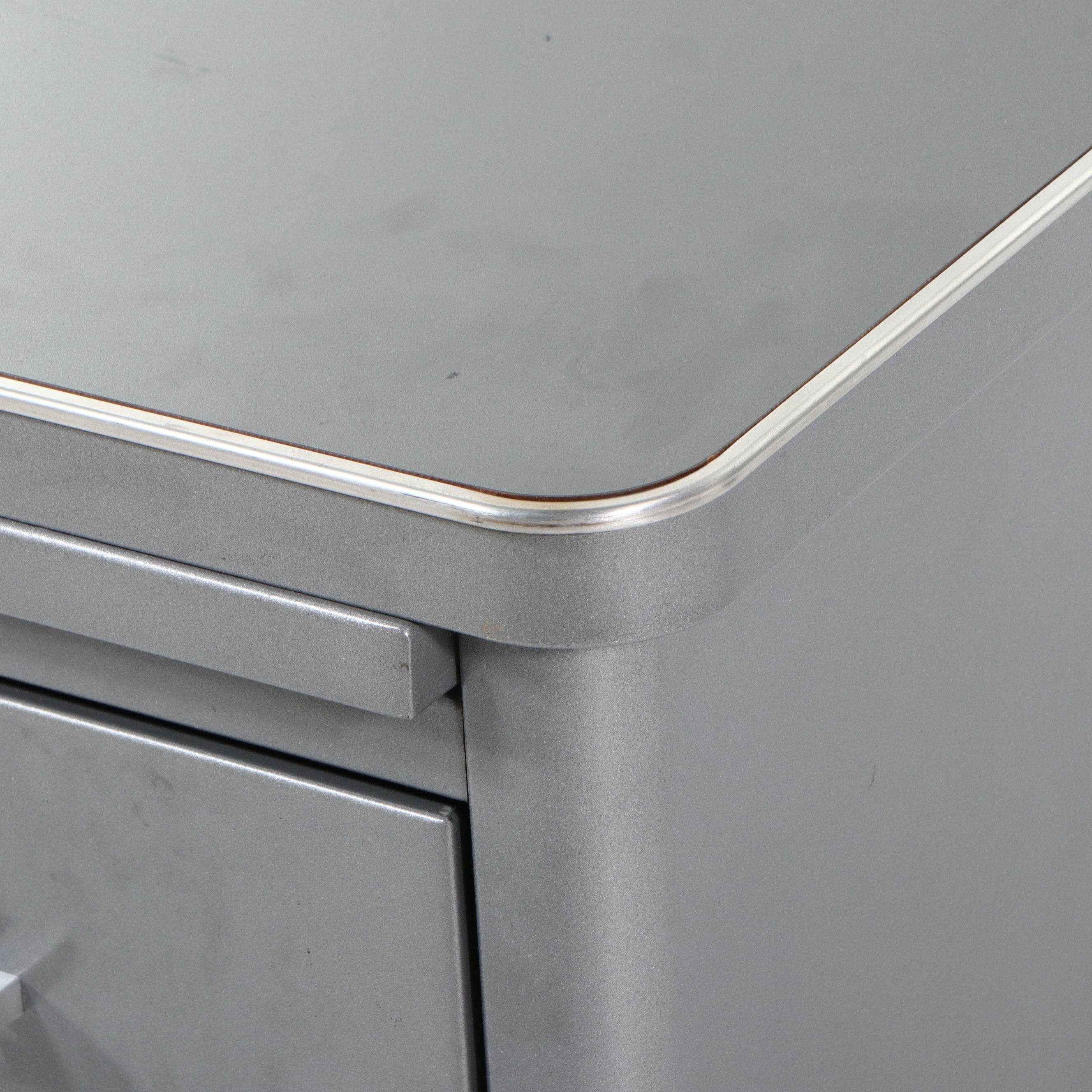 Mid-Century Industrial Steel Tanker Desk, Circa 1950