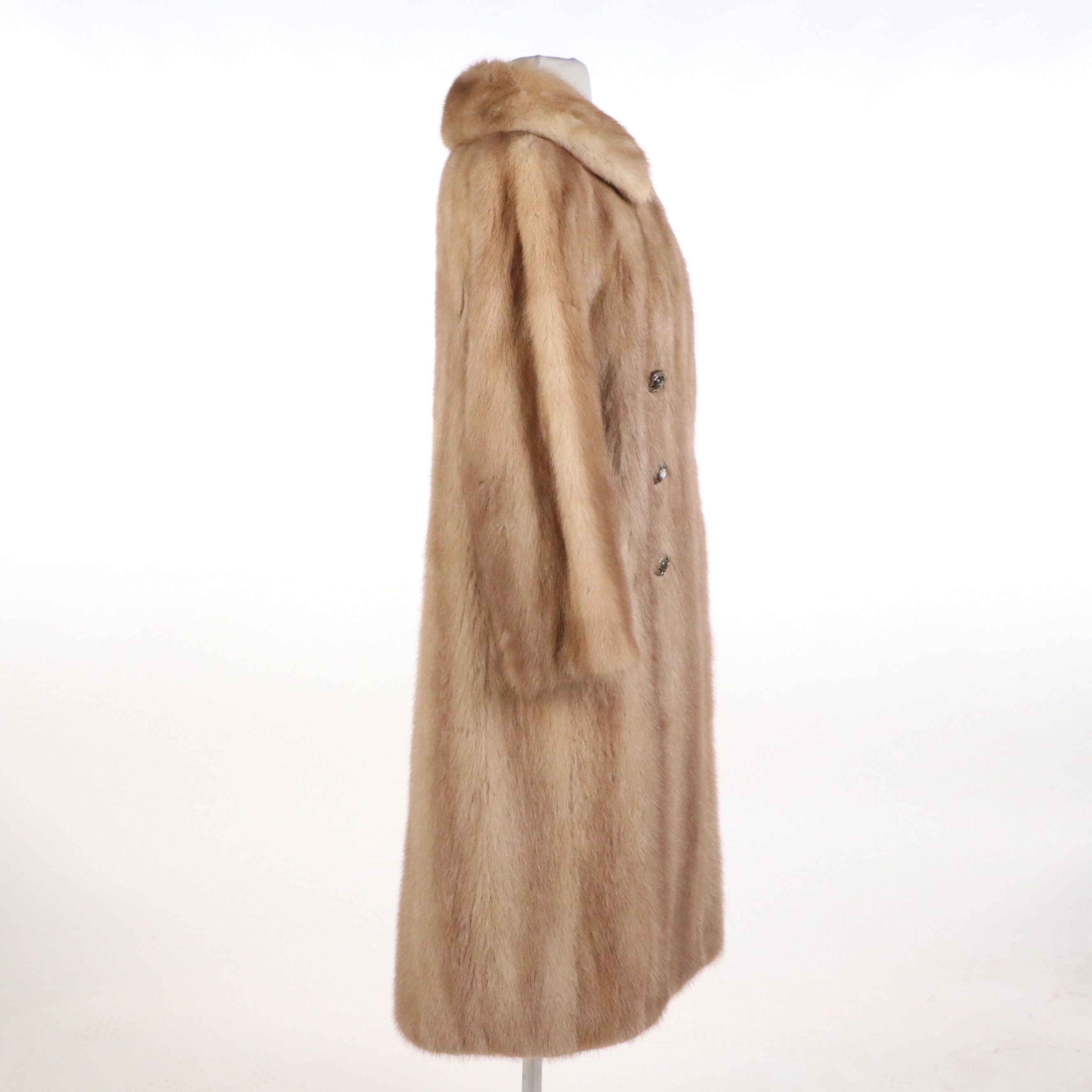 Shillito's Fur Salon Vintage Button Detailed Mink Fur Coat