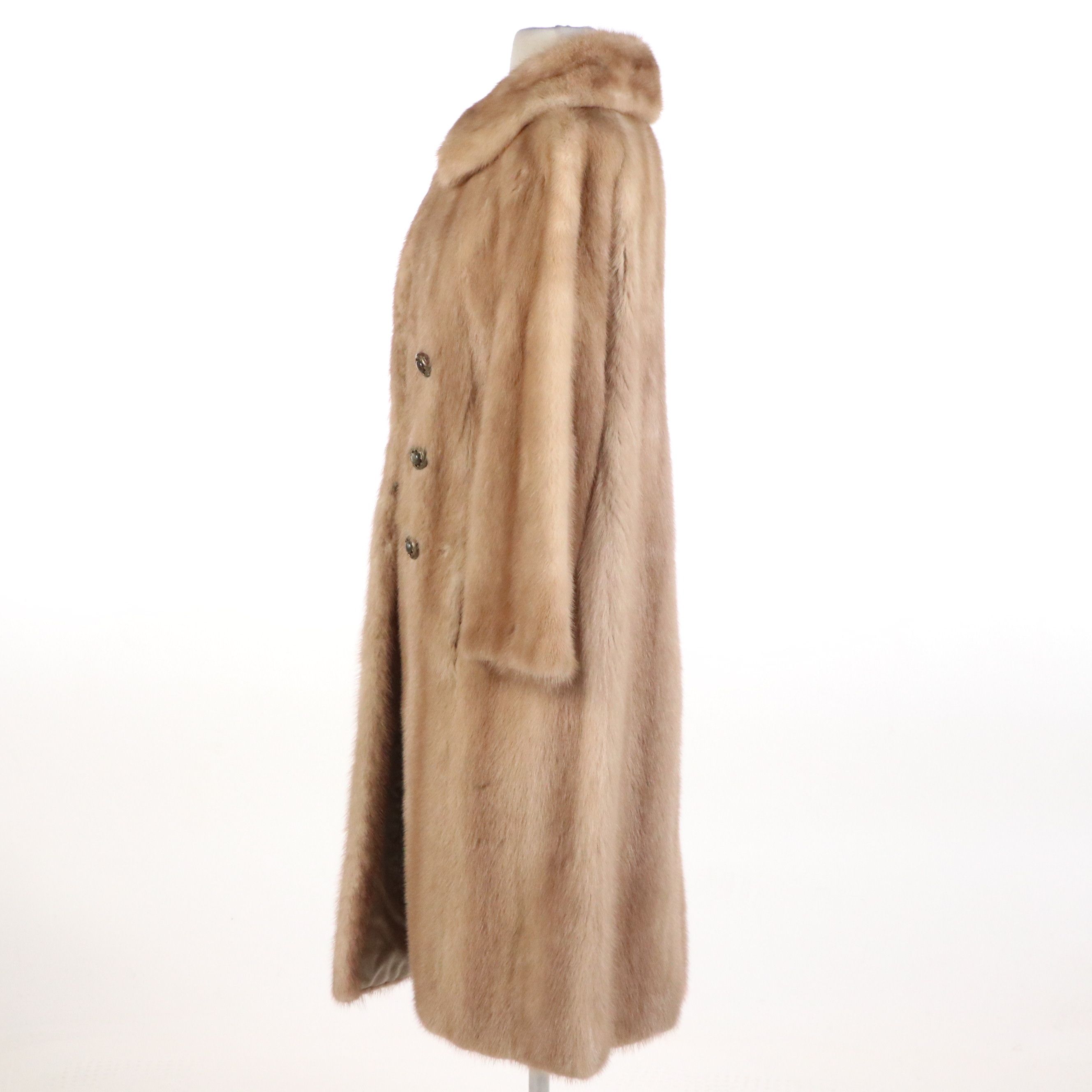 Shillito's Fur Salon Vintage Button Detailed Mink Fur Coat