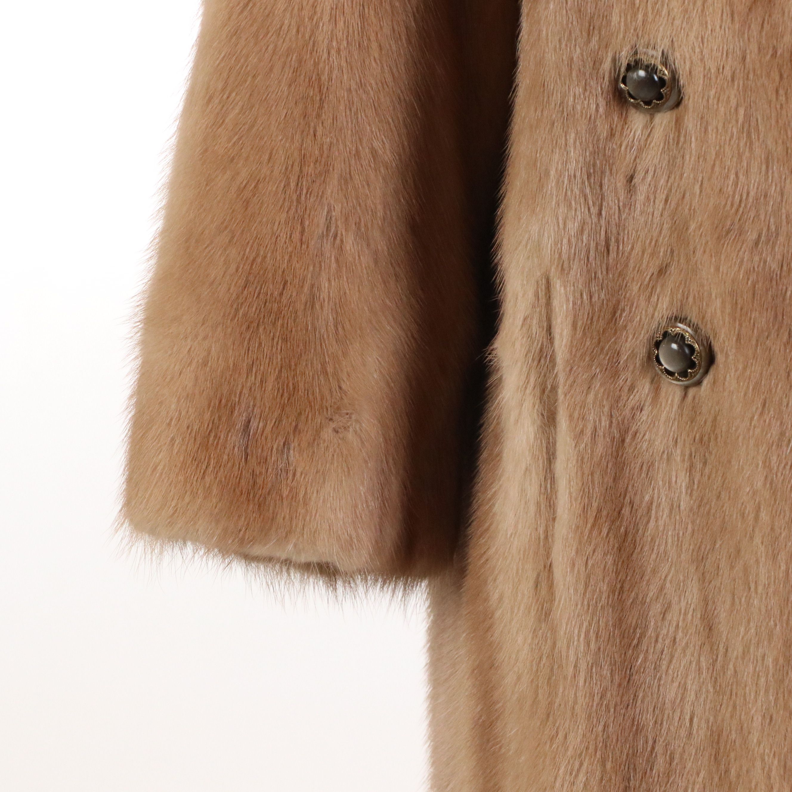 Shillito's Fur Salon Vintage Button Detailed Mink Fur Coat