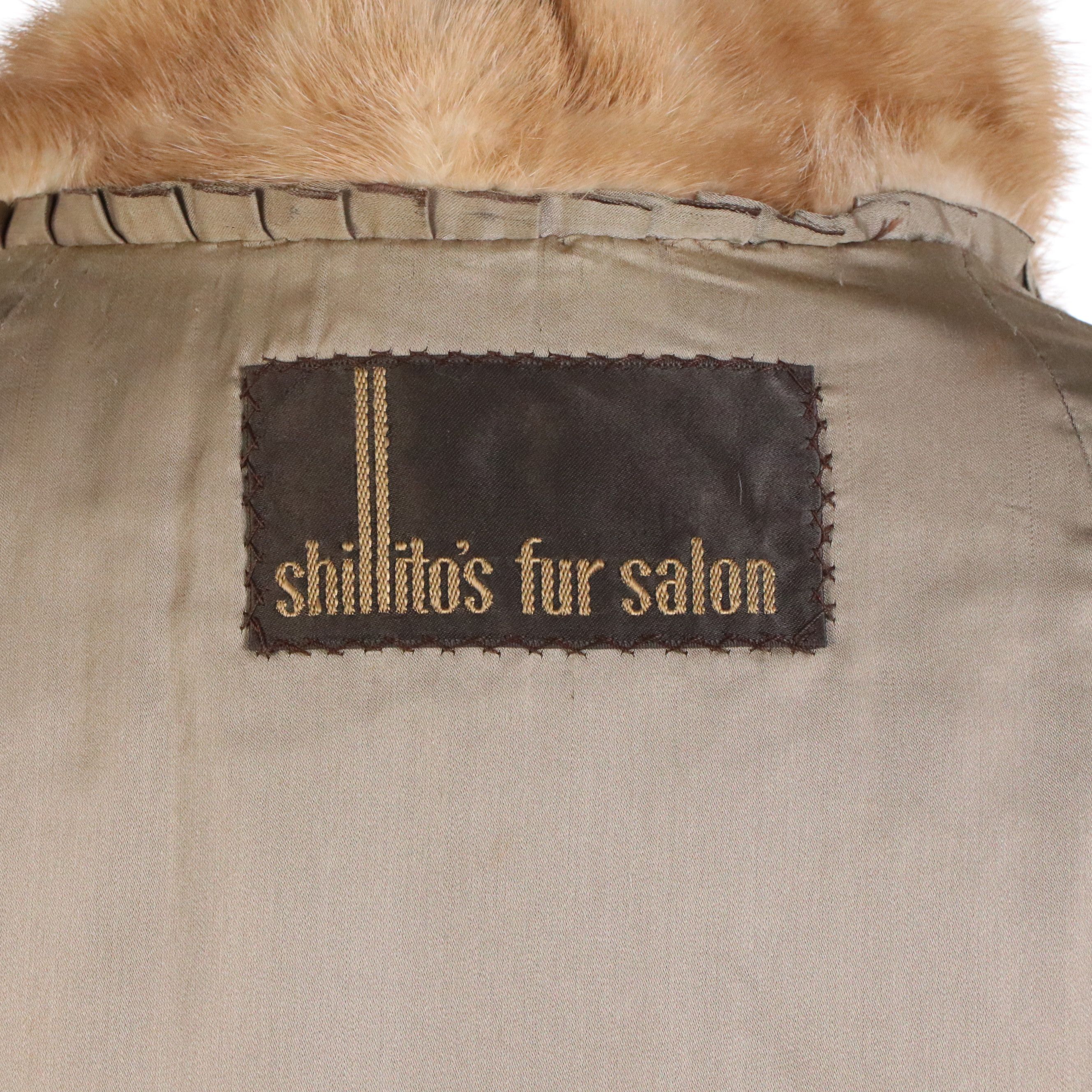 Shillito's Fur Salon Vintage Button Detailed Mink Fur Coat