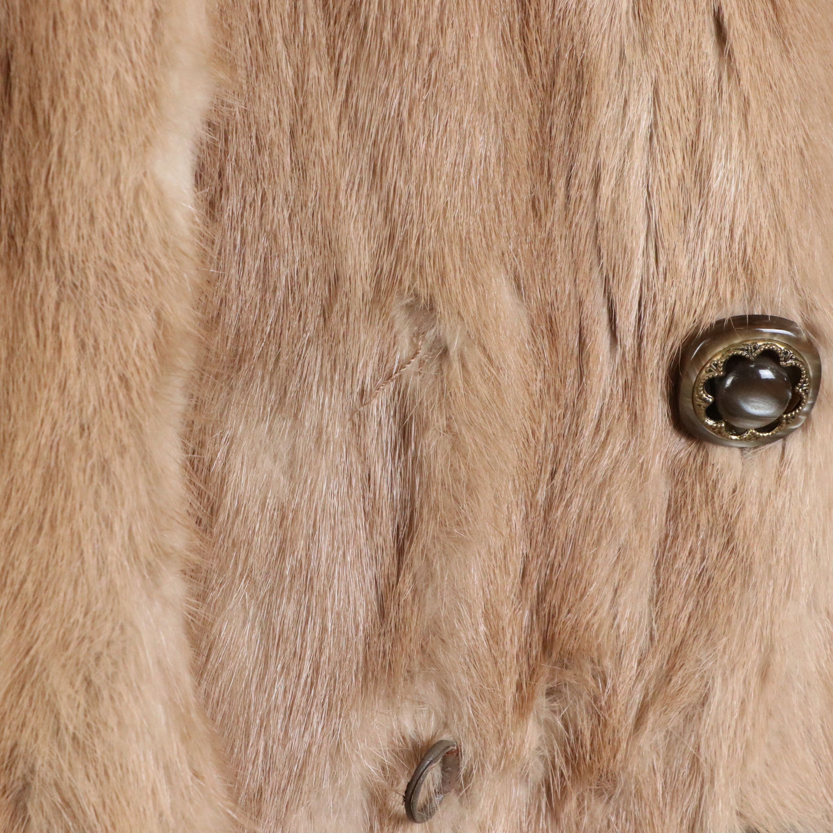 Shillito's Fur Salon Vintage Button Detailed Mink Fur Coat