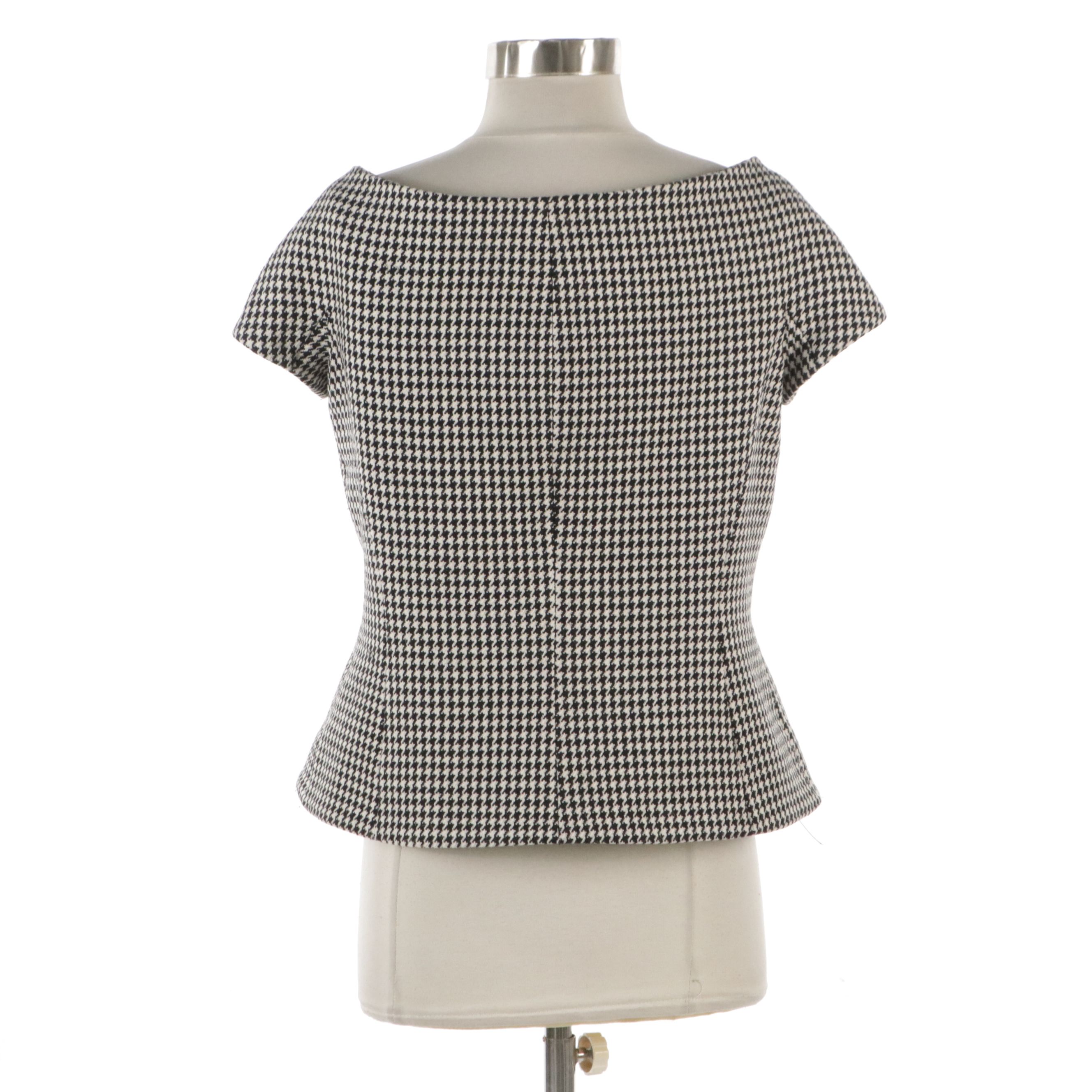 Christian Dior Short Sleeve Off The Shoulder Blazer in B&W Houndstooth Wool