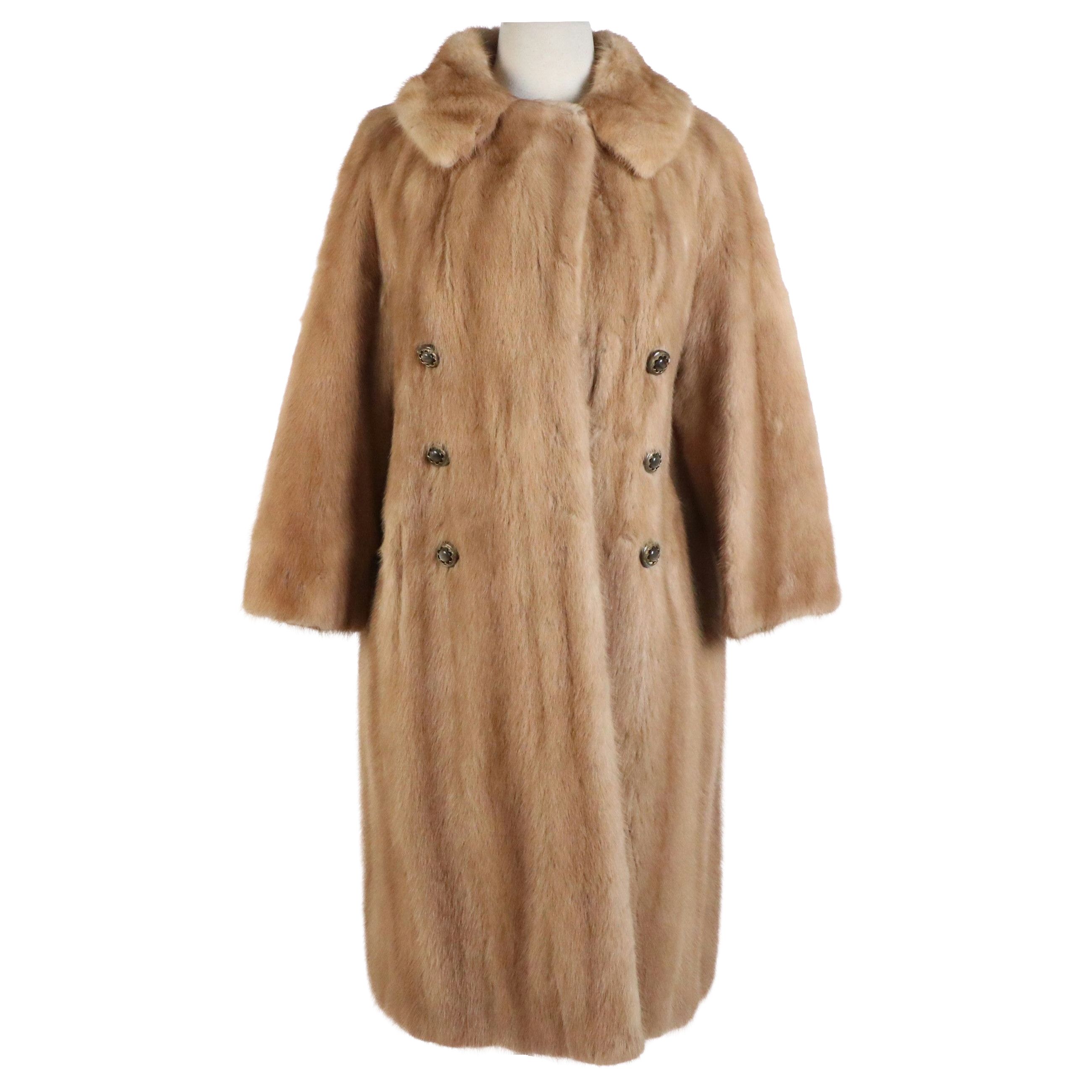 Shillito's Fur Salon Vintage Button Detailed Mink Fur Coat