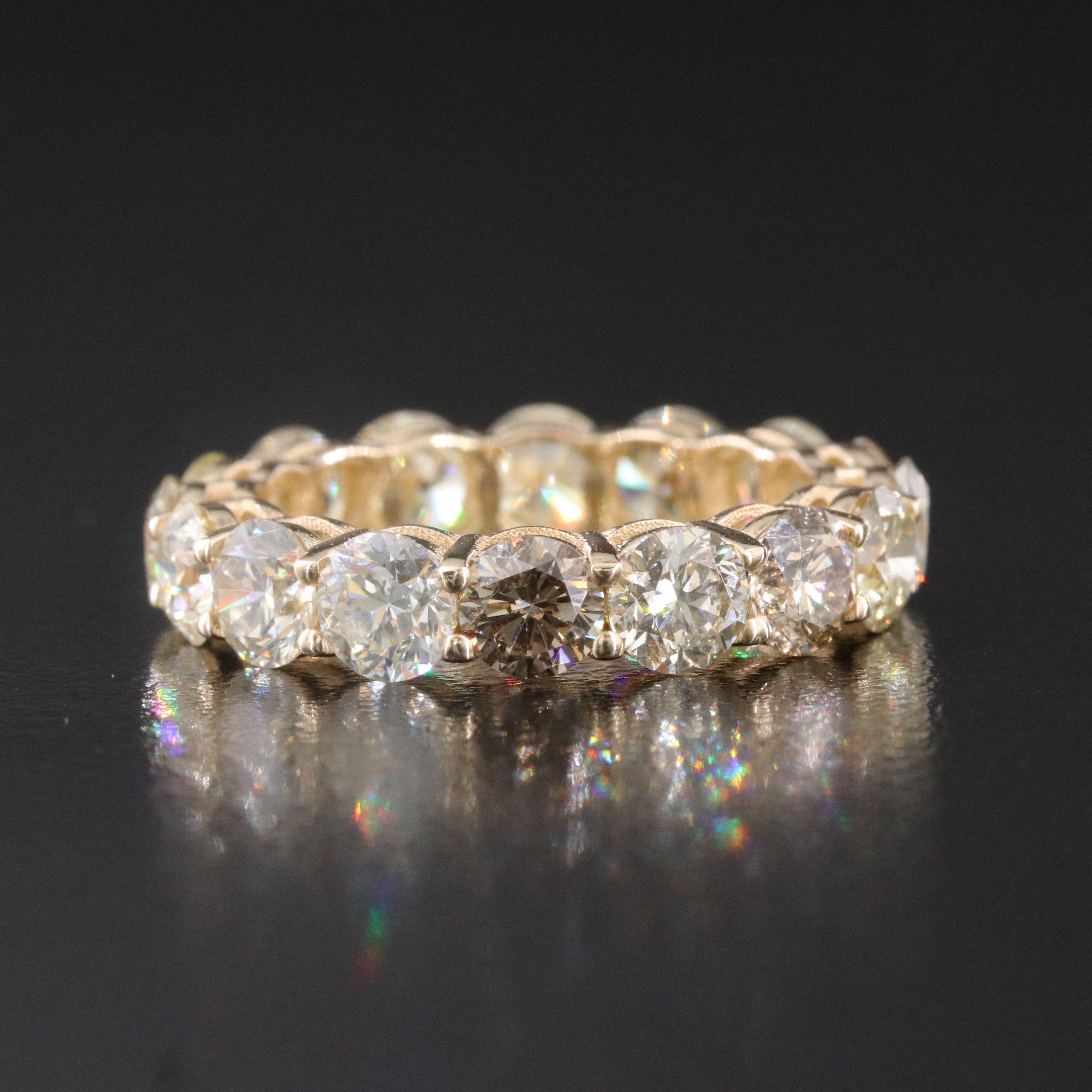 14K 6.04 CTW Diamond Eternity Band with IGI Jewelry Report Including Fancy Color
