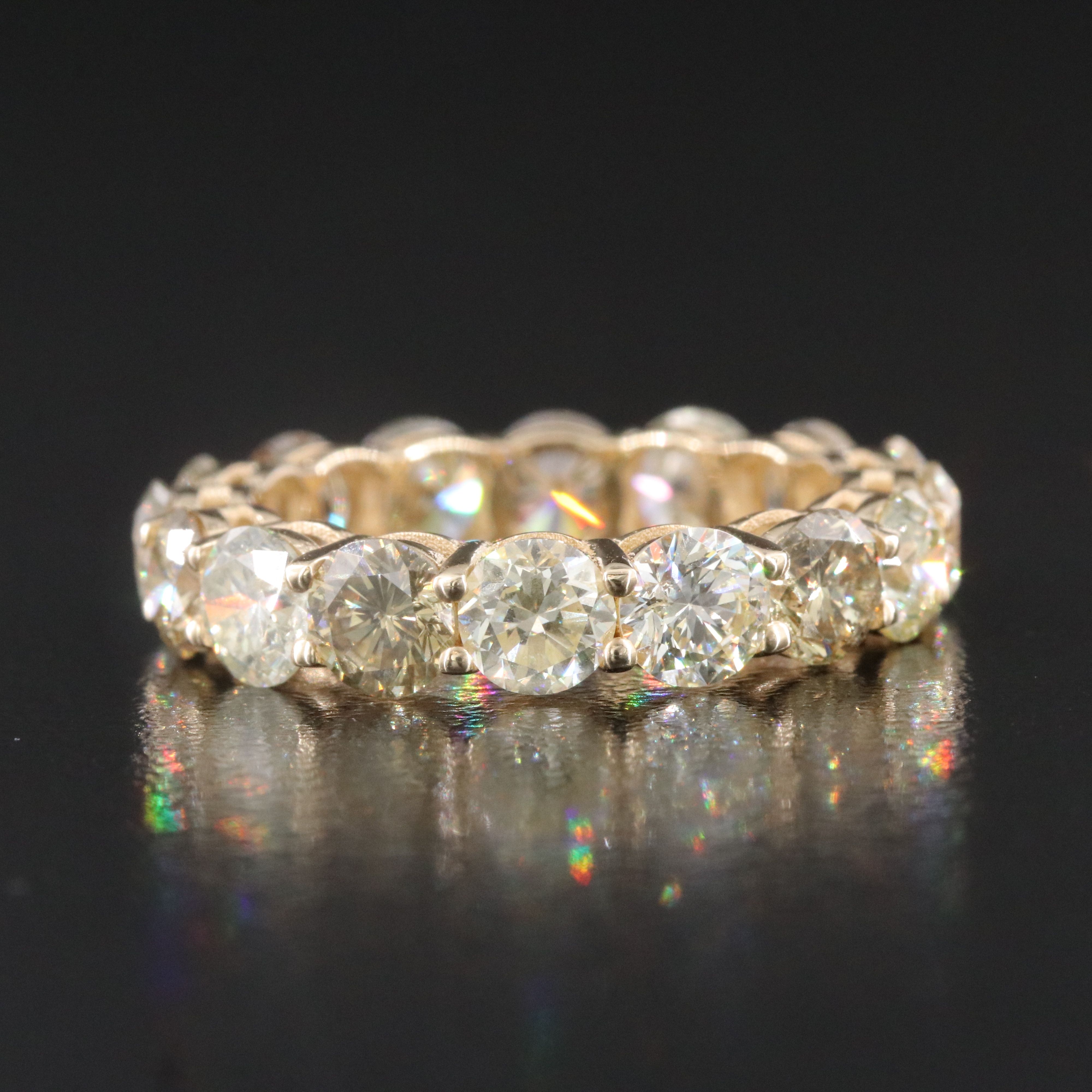 14K 6.04 CTW Diamond Eternity Band with IGI Jewelry Report Including Fancy Color