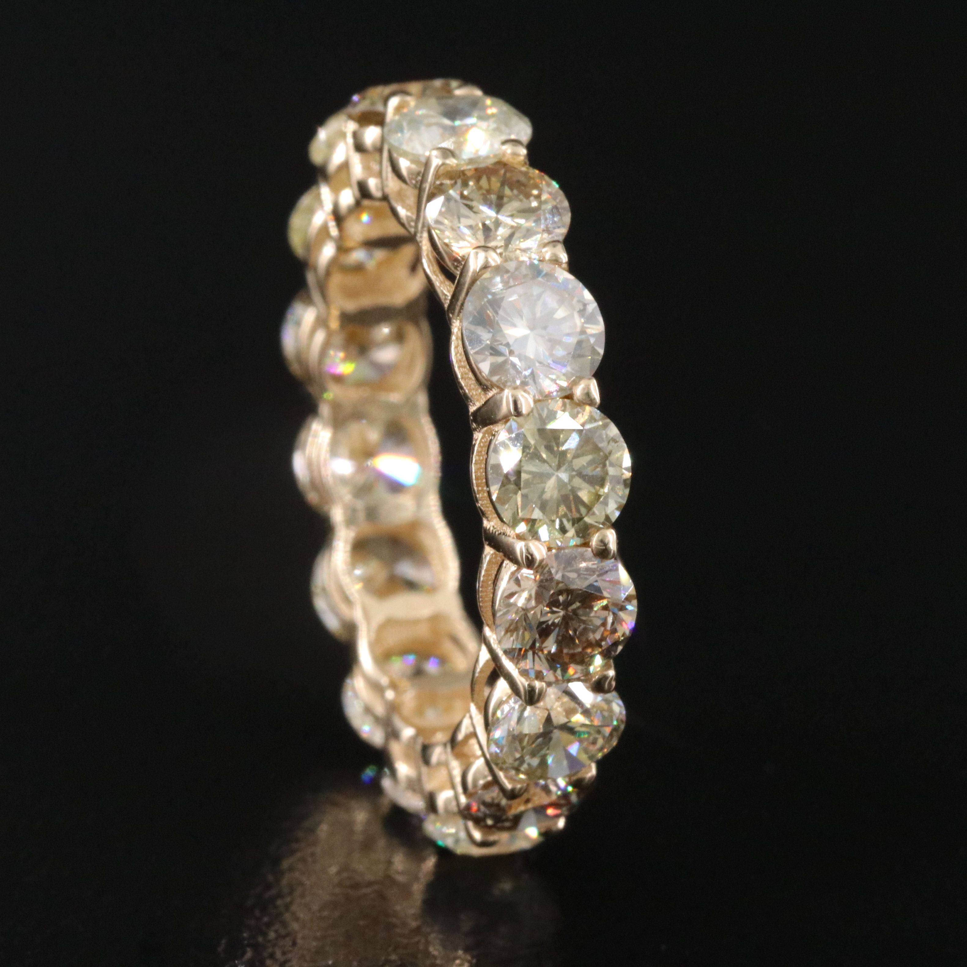 14K 6.04 CTW Diamond Eternity Band with IGI Jewelry Report Including Fancy Color