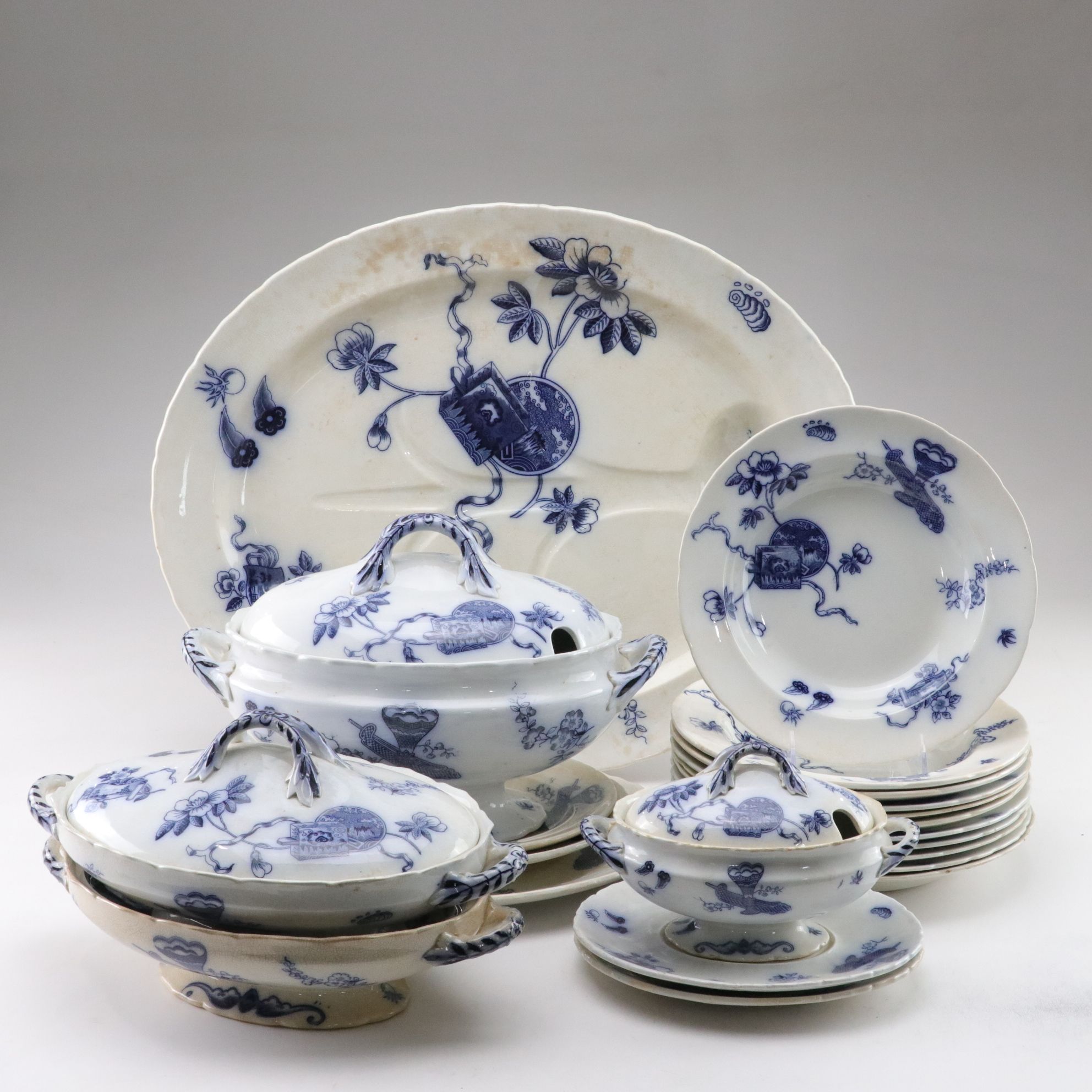 George Jones & Sons "Cuba" Stone China Transferware Plates and Serveware