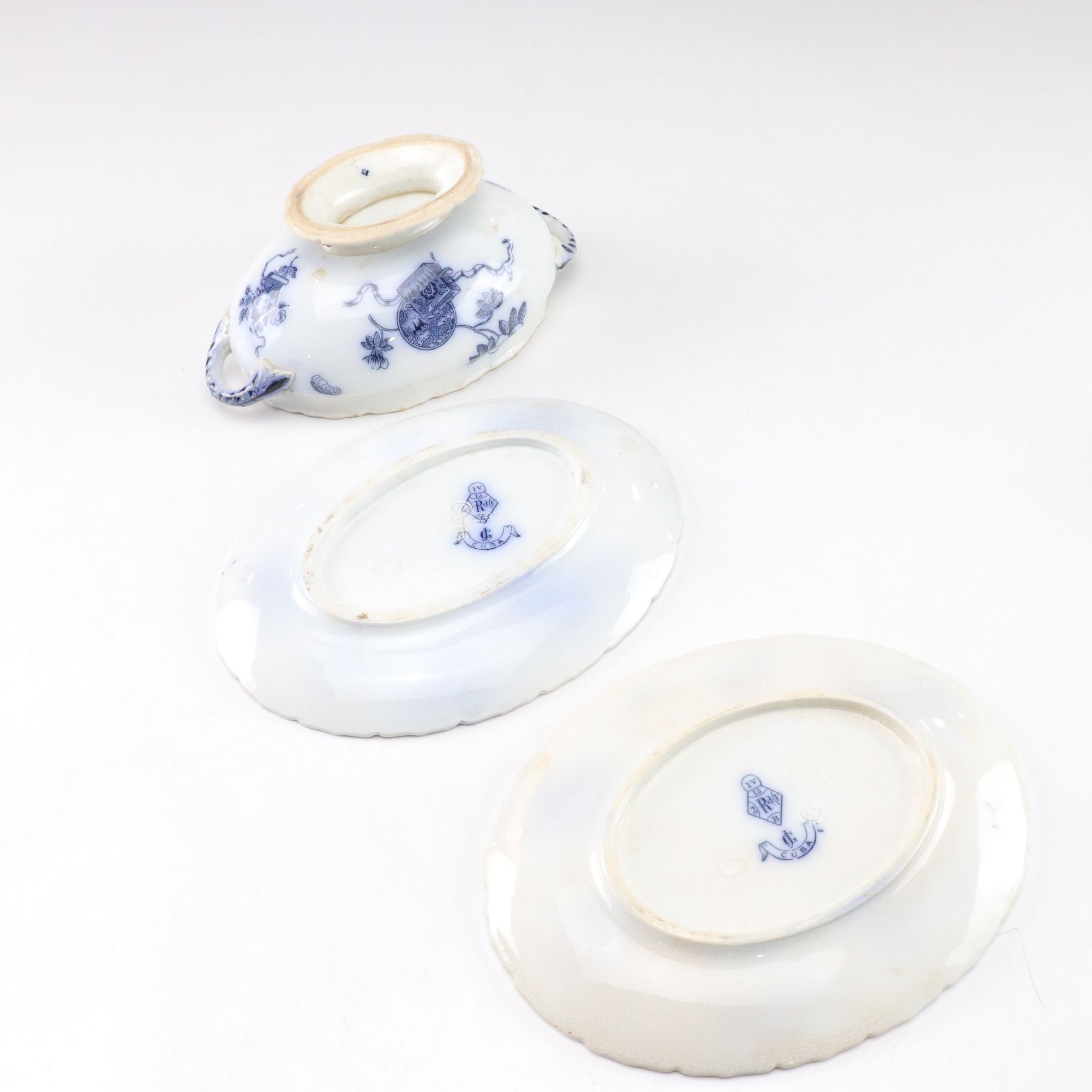 George Jones & Sons "Cuba" Stone China Transferware Plates and Serveware