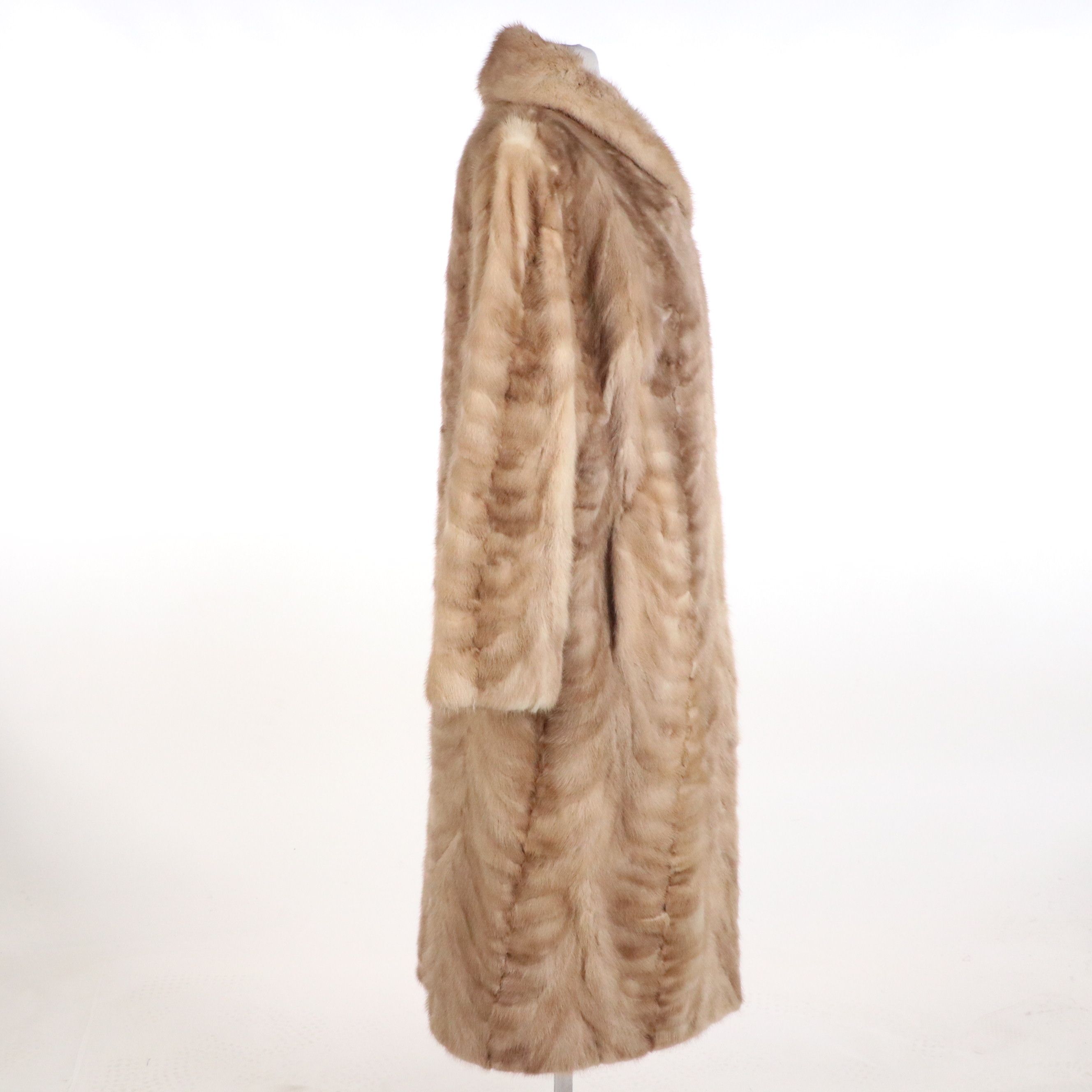 Roselawn Custom Furriers Vintage Herringbone Mink Fur Long Coat