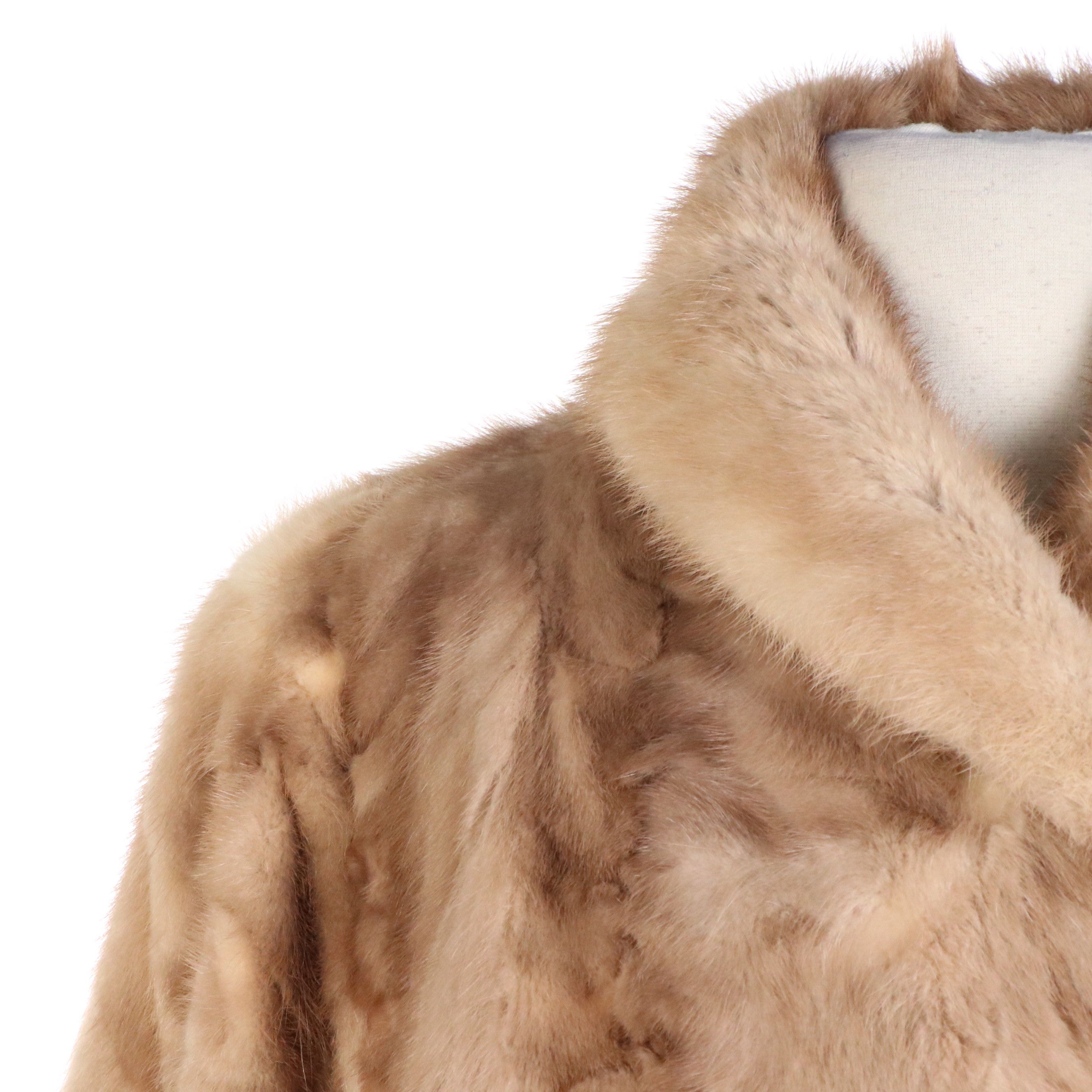 Roselawn Custom Furriers Vintage Herringbone Mink Fur Long Coat