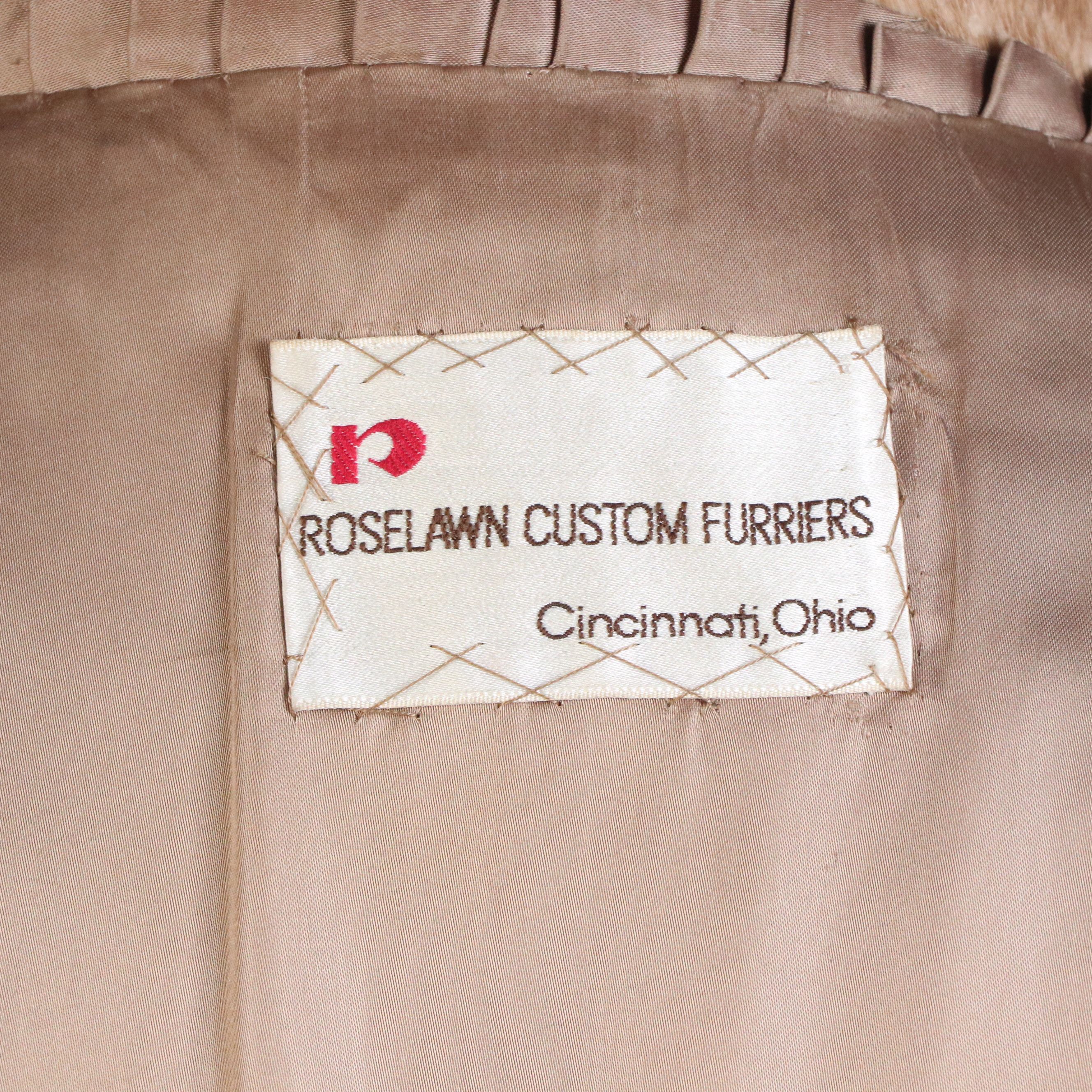 Roselawn Custom Furriers Vintage Herringbone Mink Fur Long Coat