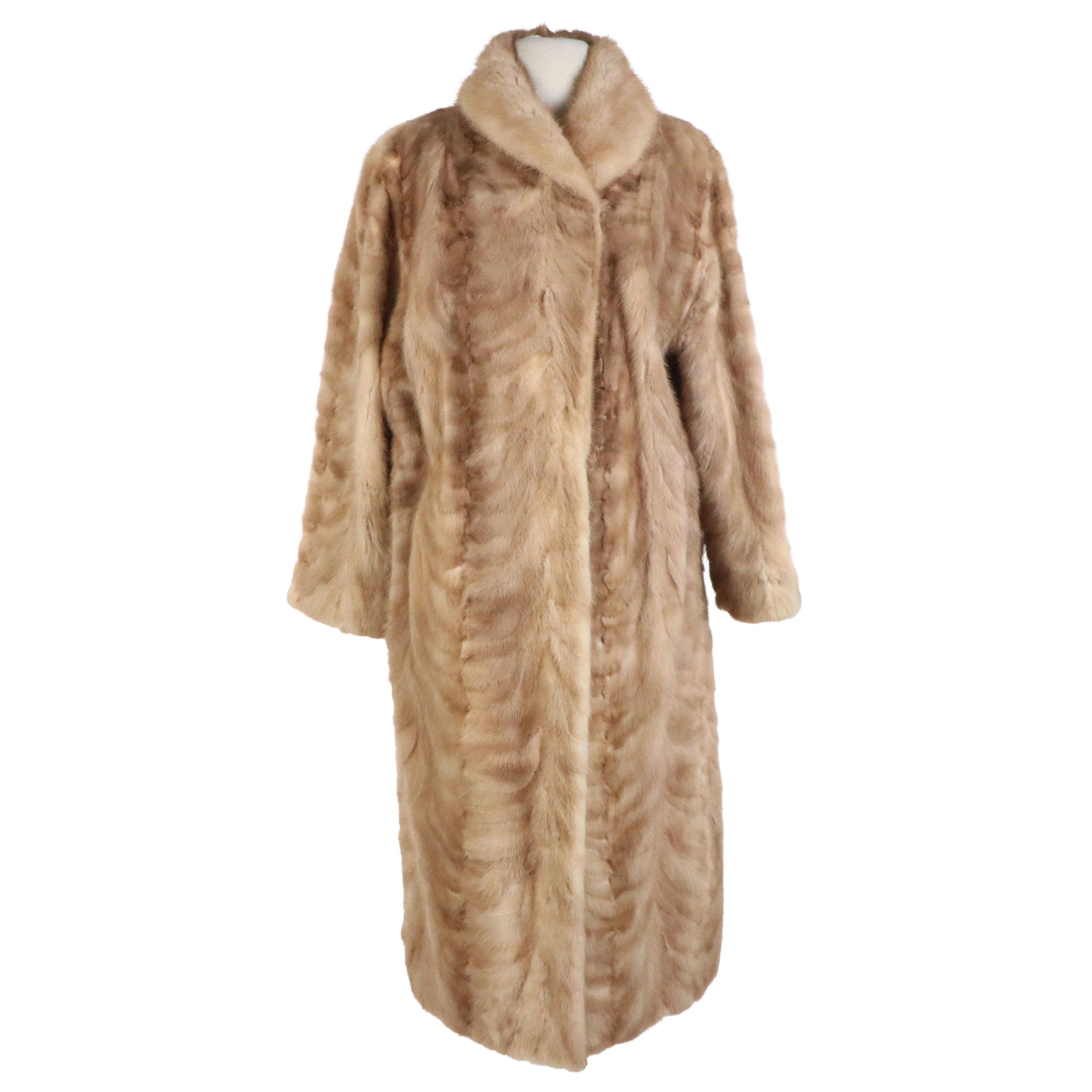 Roselawn Custom Furriers Vintage Herringbone Mink Fur Long Coat