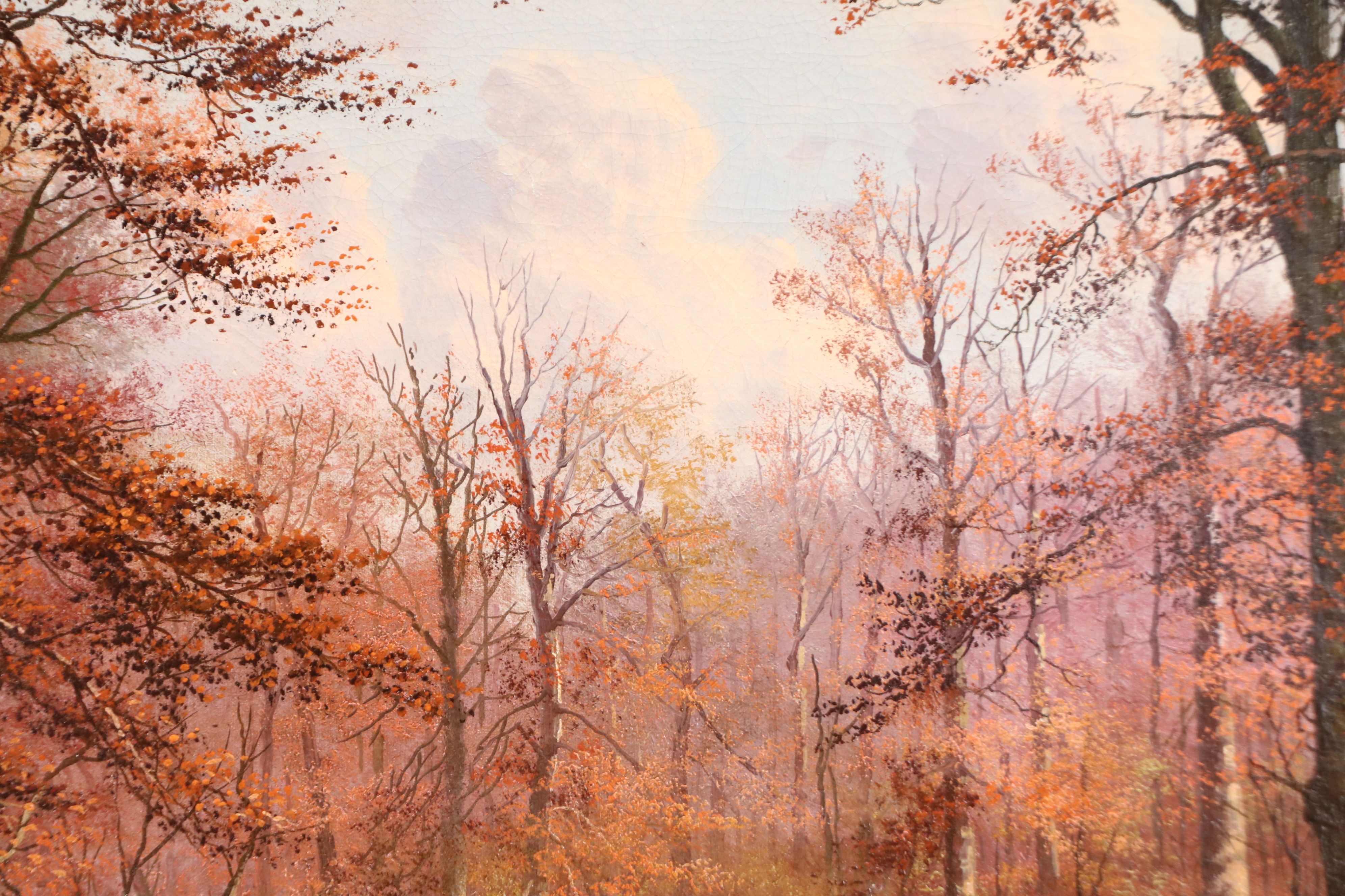 William McKendree Snyder Oil Painting Autumn Forest Landscape, Early 20th C.