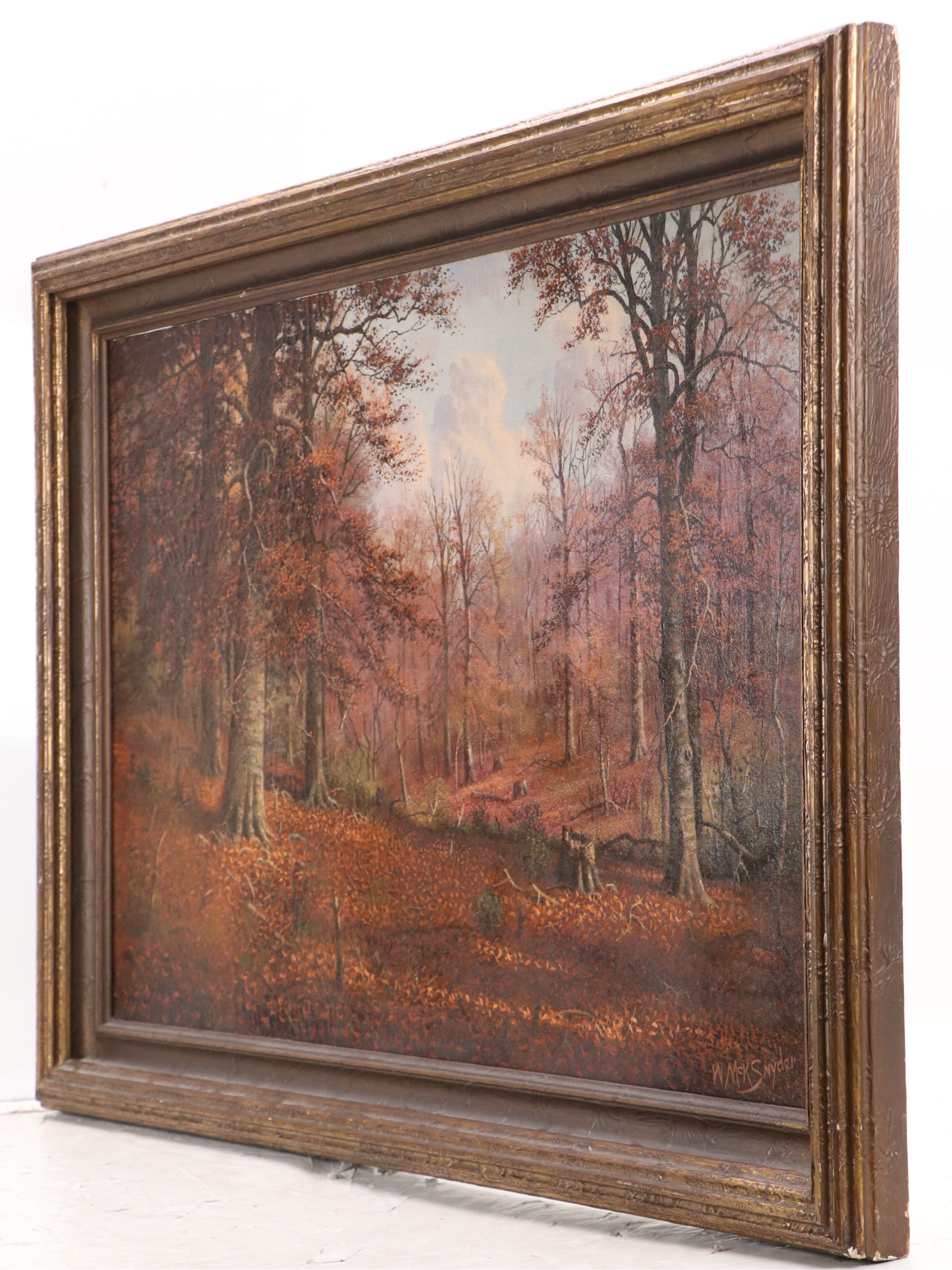 William McKendree Snyder Oil Painting Autumn Forest Landscape, Early 20th C.