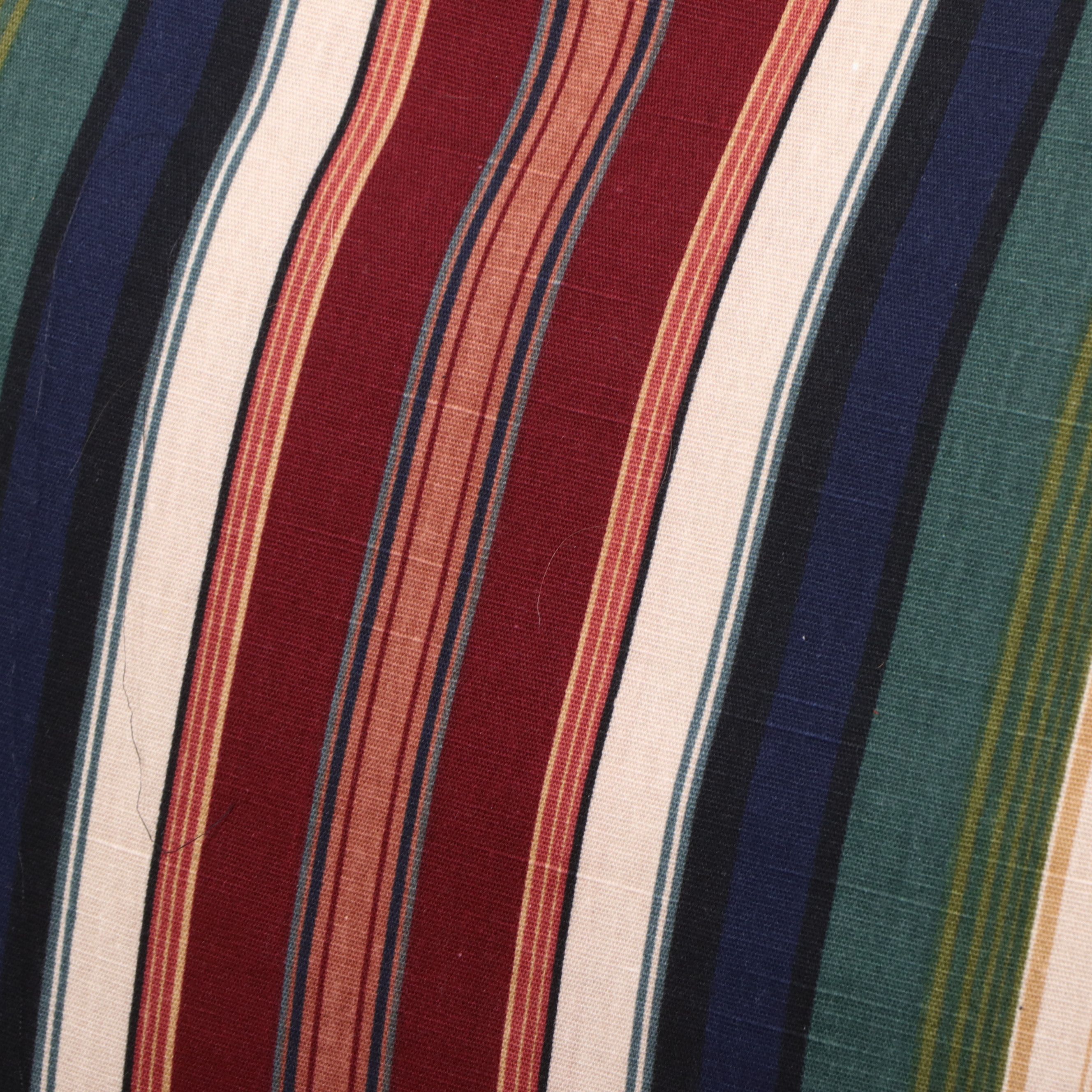 Pair of Striped Oversized Armchairs and Ottoman