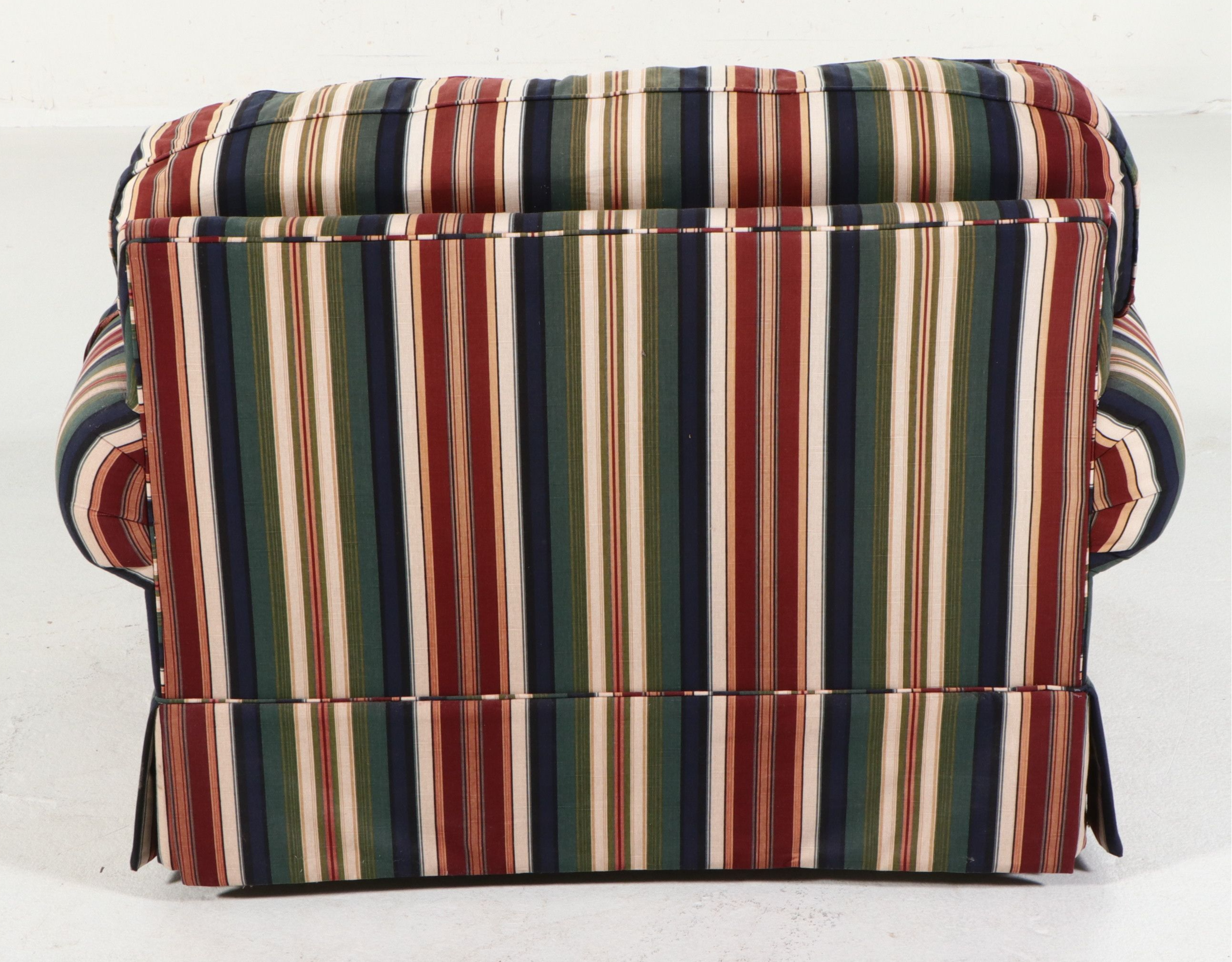 Pair of Striped Oversized Armchairs and Ottoman