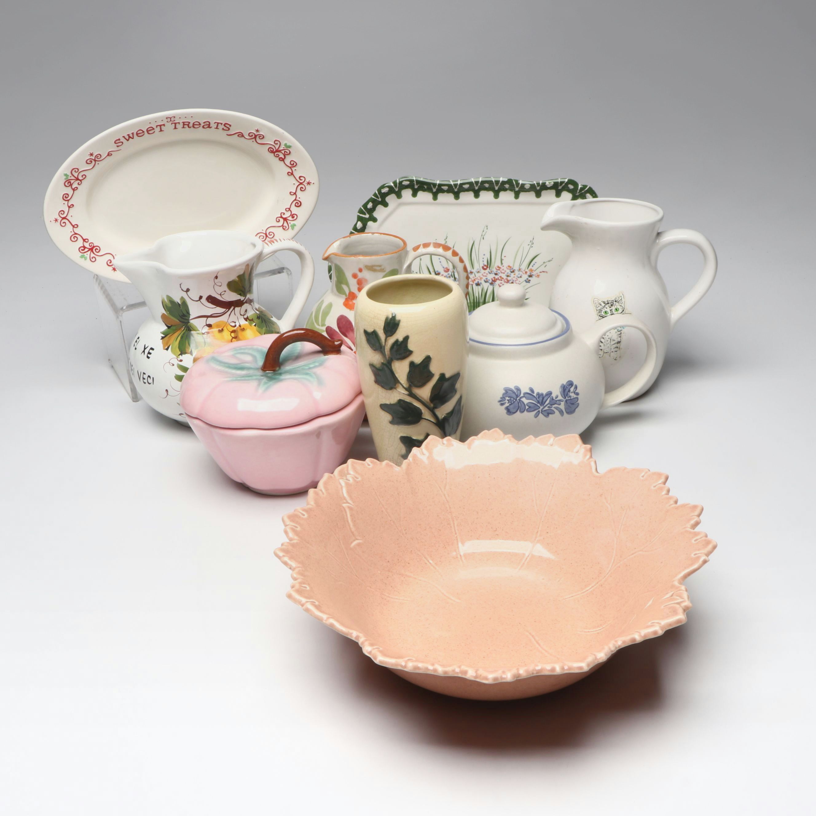 Steubenville "Woodfield Coral" Ceramic Bowl with Other Pitchers, Trays and More
