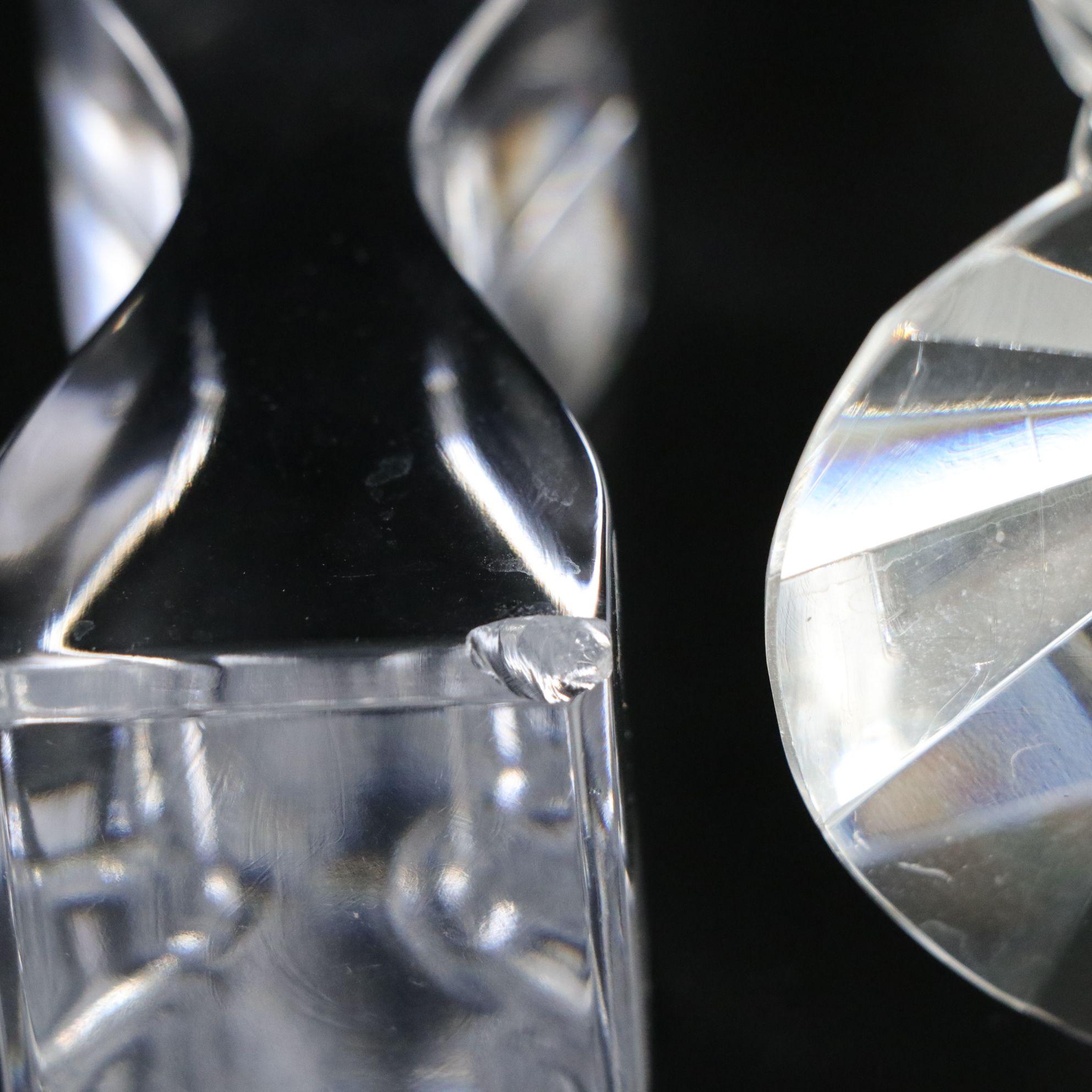 Beveled and Geometric Cut Crystal Candlesticks with Salt Cellars
