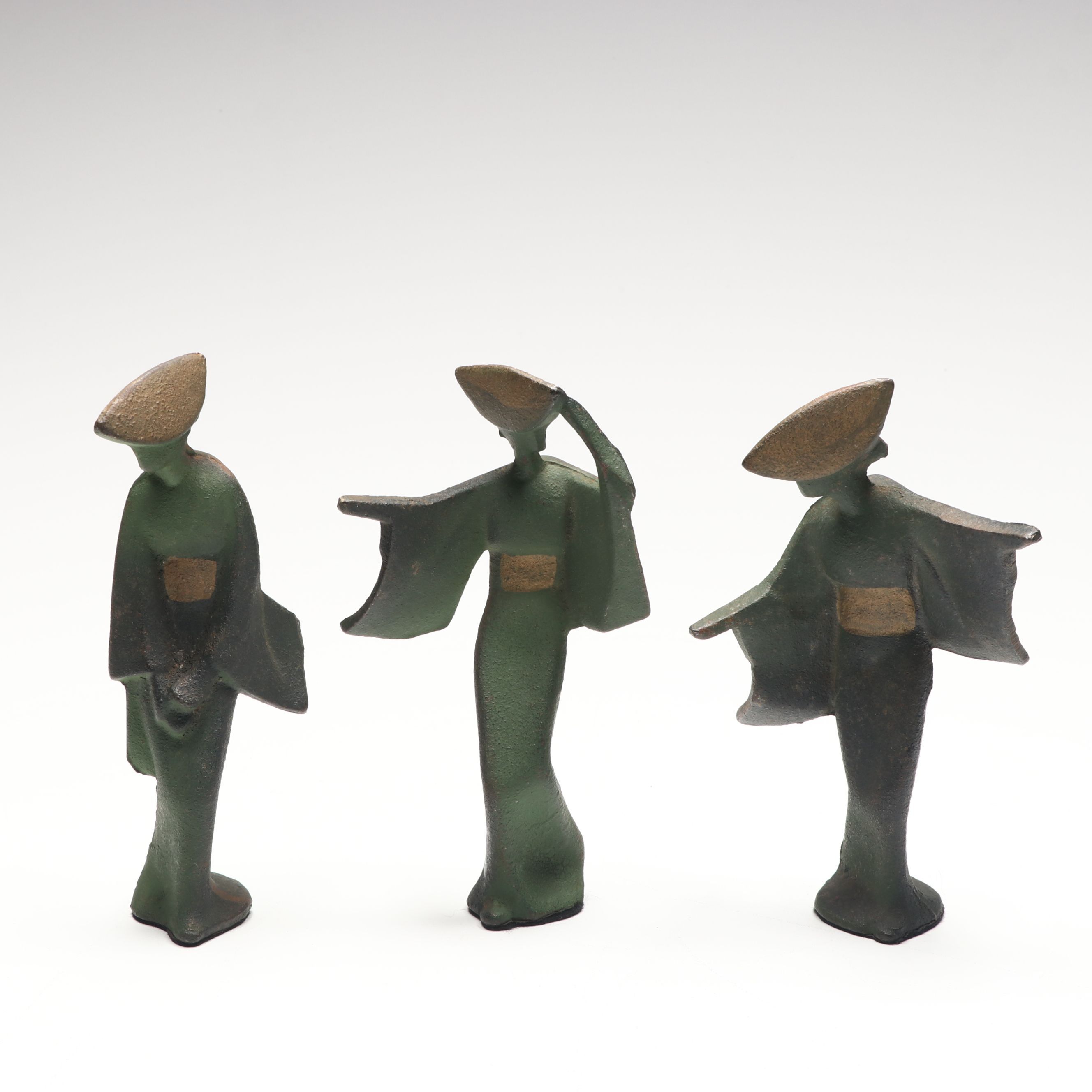 Stylized Metal Japanese Female Figurines