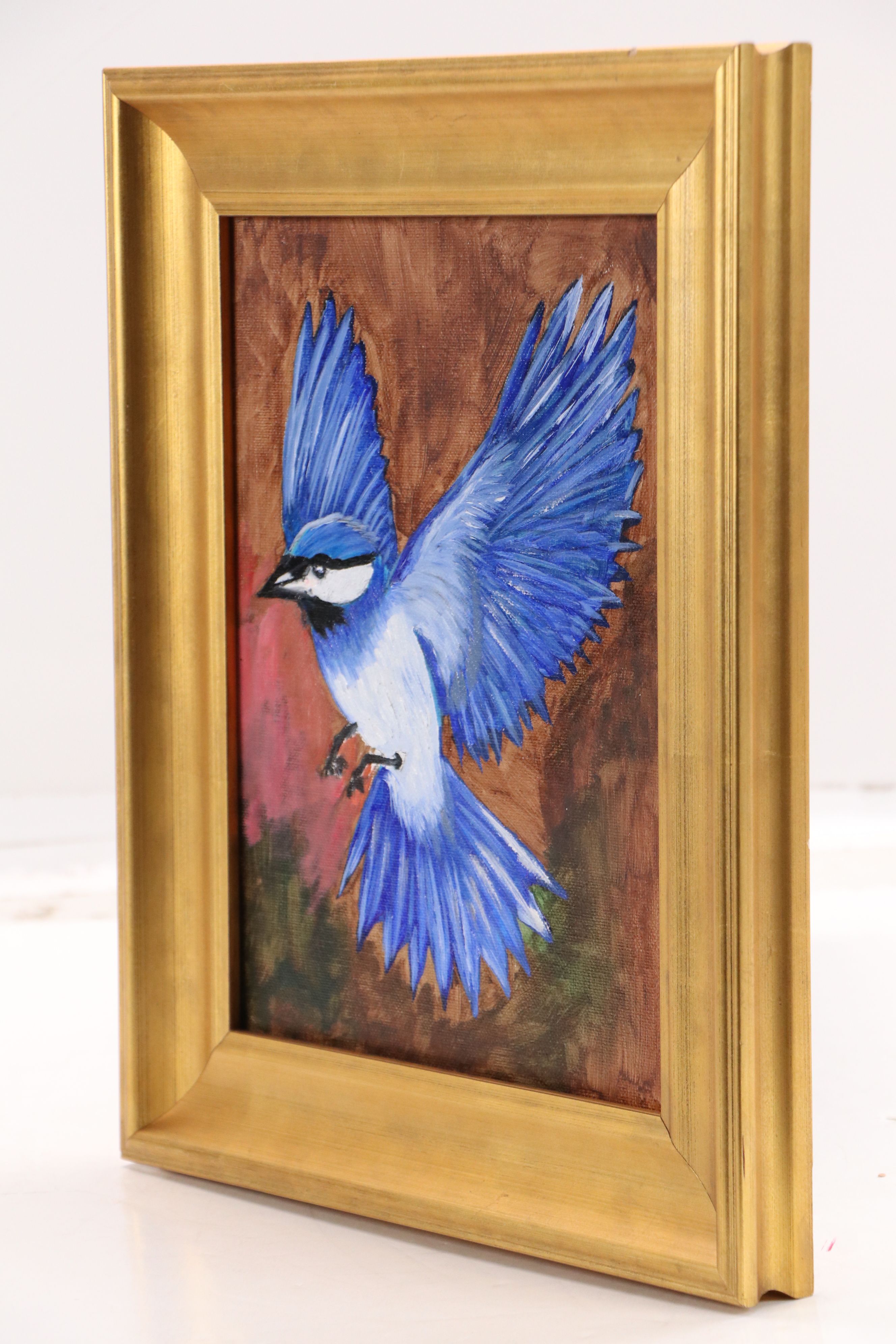 Neville Shenton Oil Painting of Blue Jay