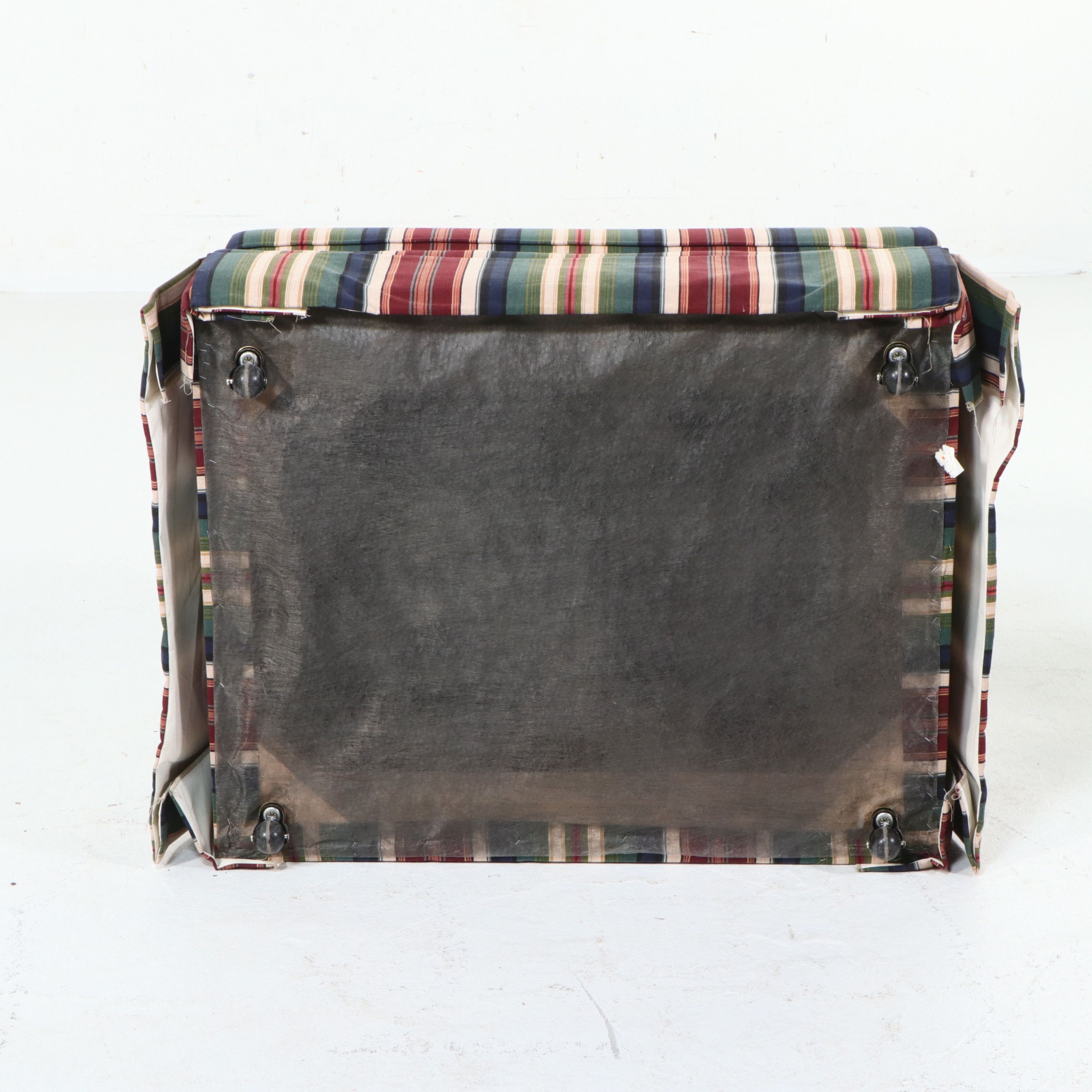 Pair of Striped Oversized Armchairs and Ottoman