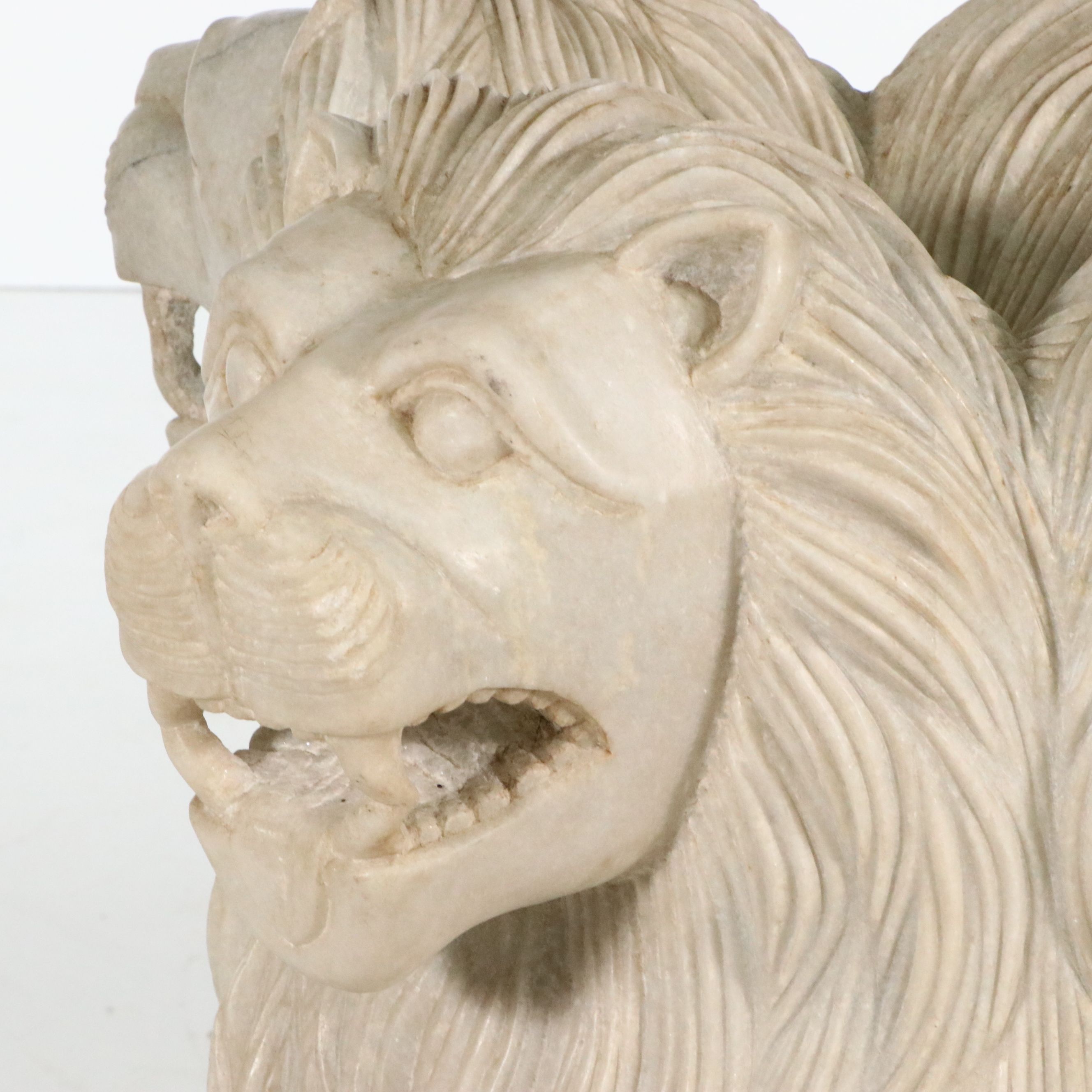 Indian Lion Capital at Sarnath "Ashoka Stambh" Carved Stone Lion Sculpture