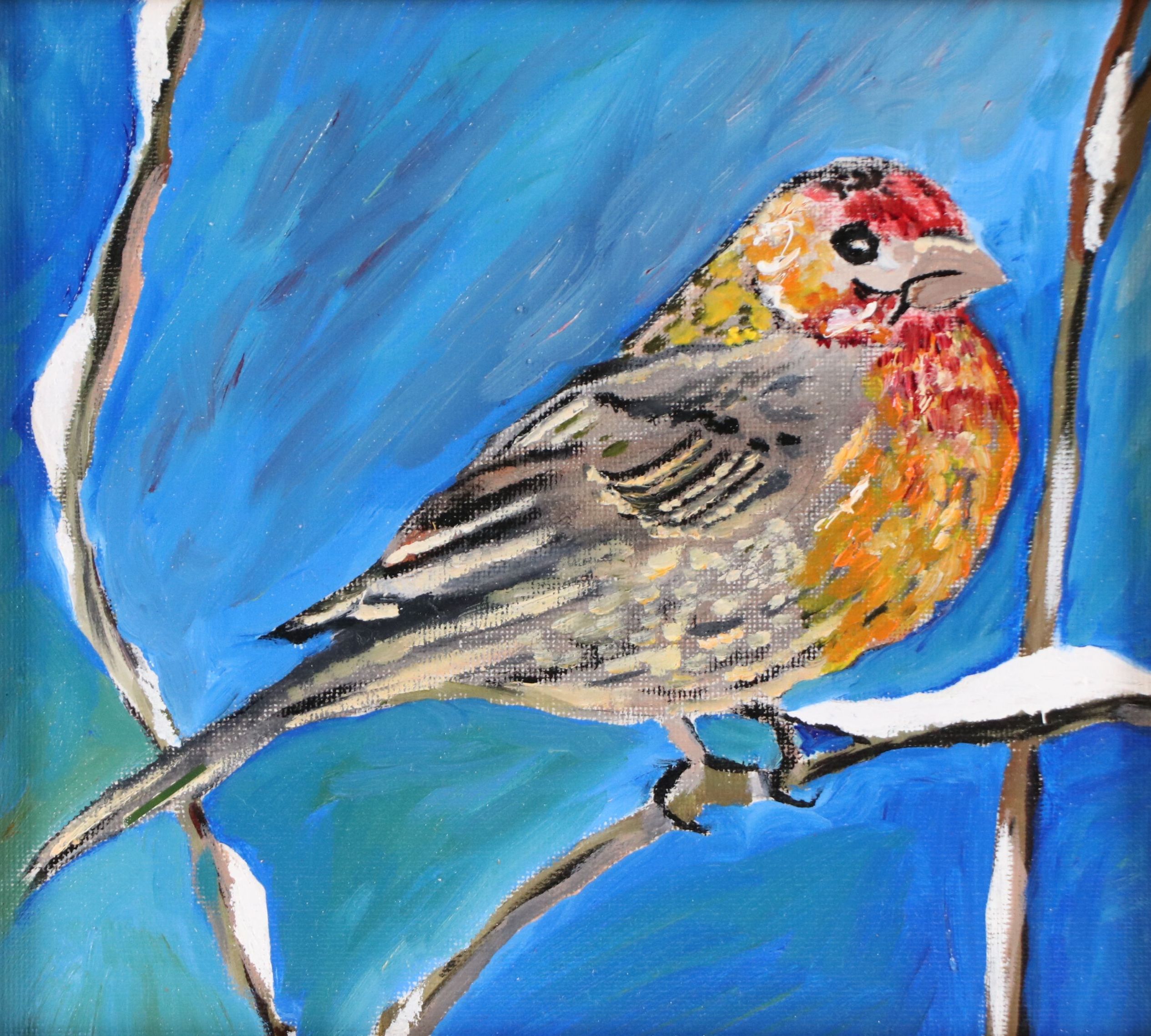 Neville Shenton Oil Painting of House Finch