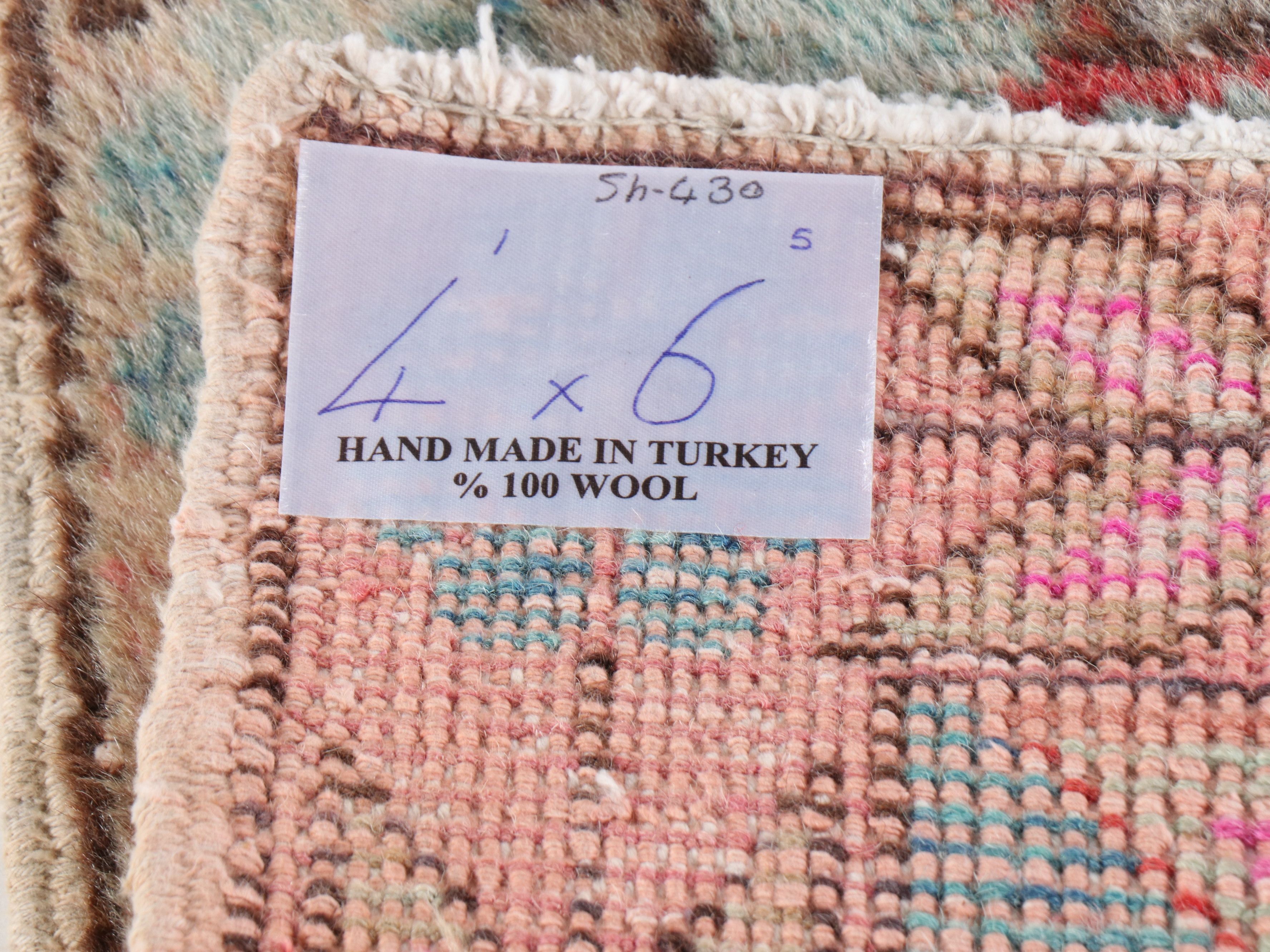 4'1 x 6'5 Hand-Knotted Turkish Anatolian Oushak Area Rug