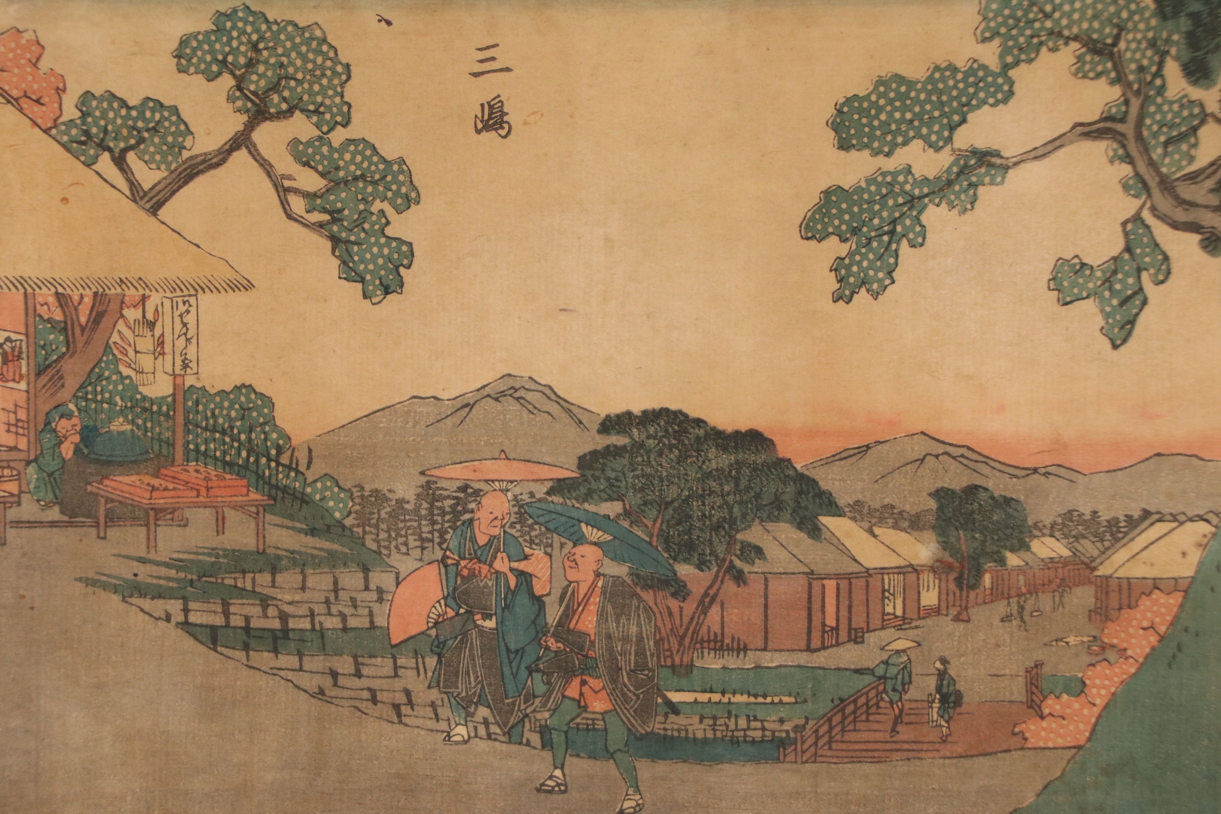 After Utagawa Hiroshige Ukiyo-e Woodblock "Mishima, Number 12," 19th Century