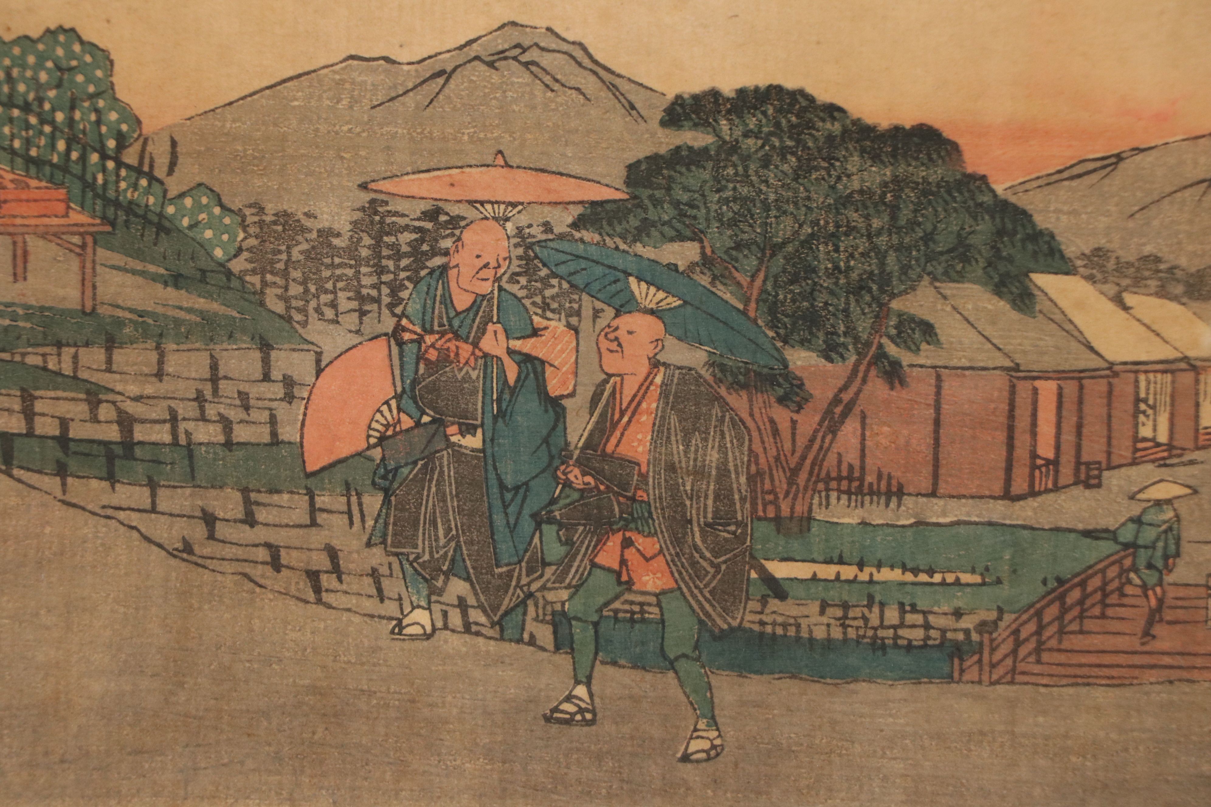 After Utagawa Hiroshige Ukiyo-e Woodblock "Mishima, Number 12," 19th Century