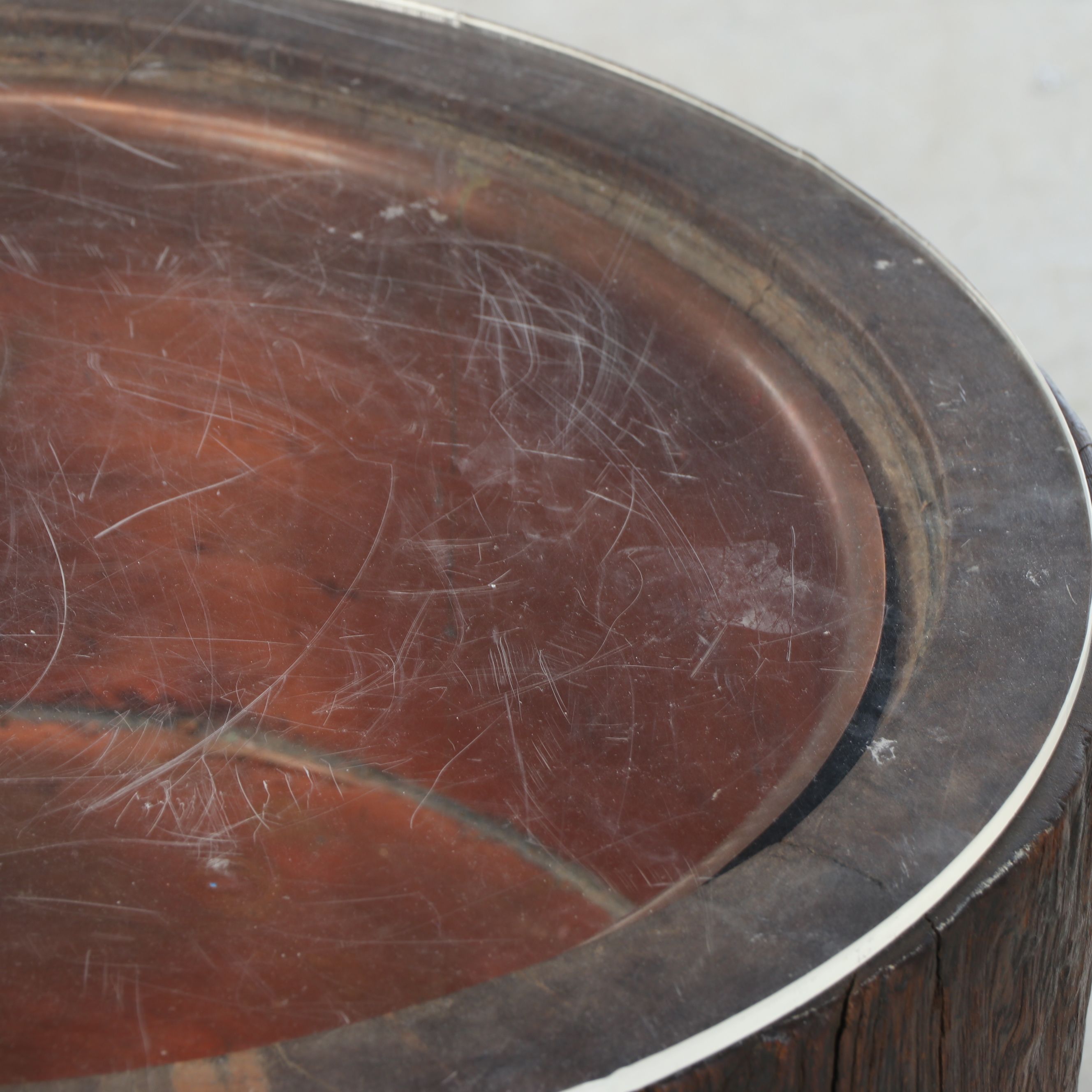 Antique Japanese Wood and Copper Brazier