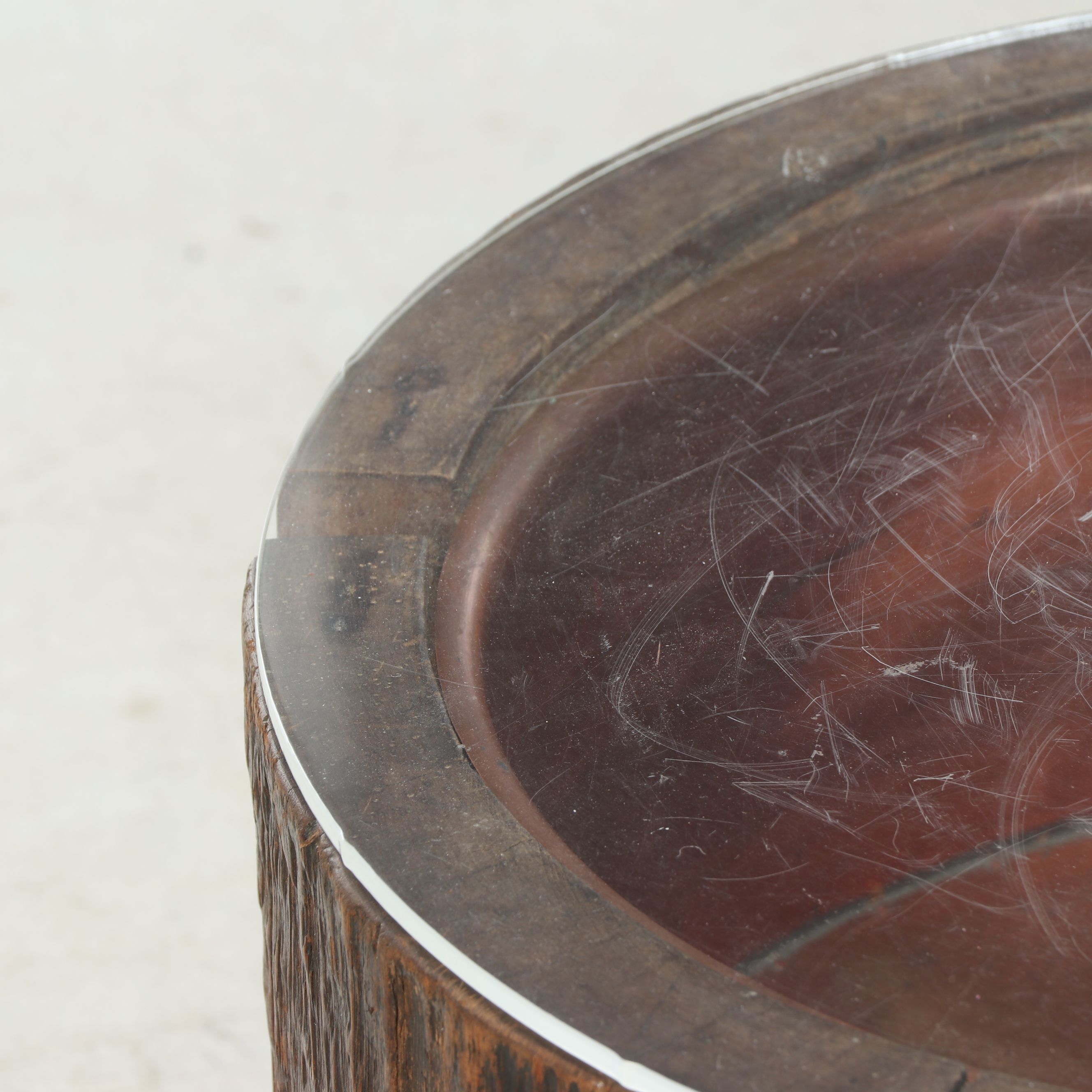 Antique Japanese Wood and Copper Brazier