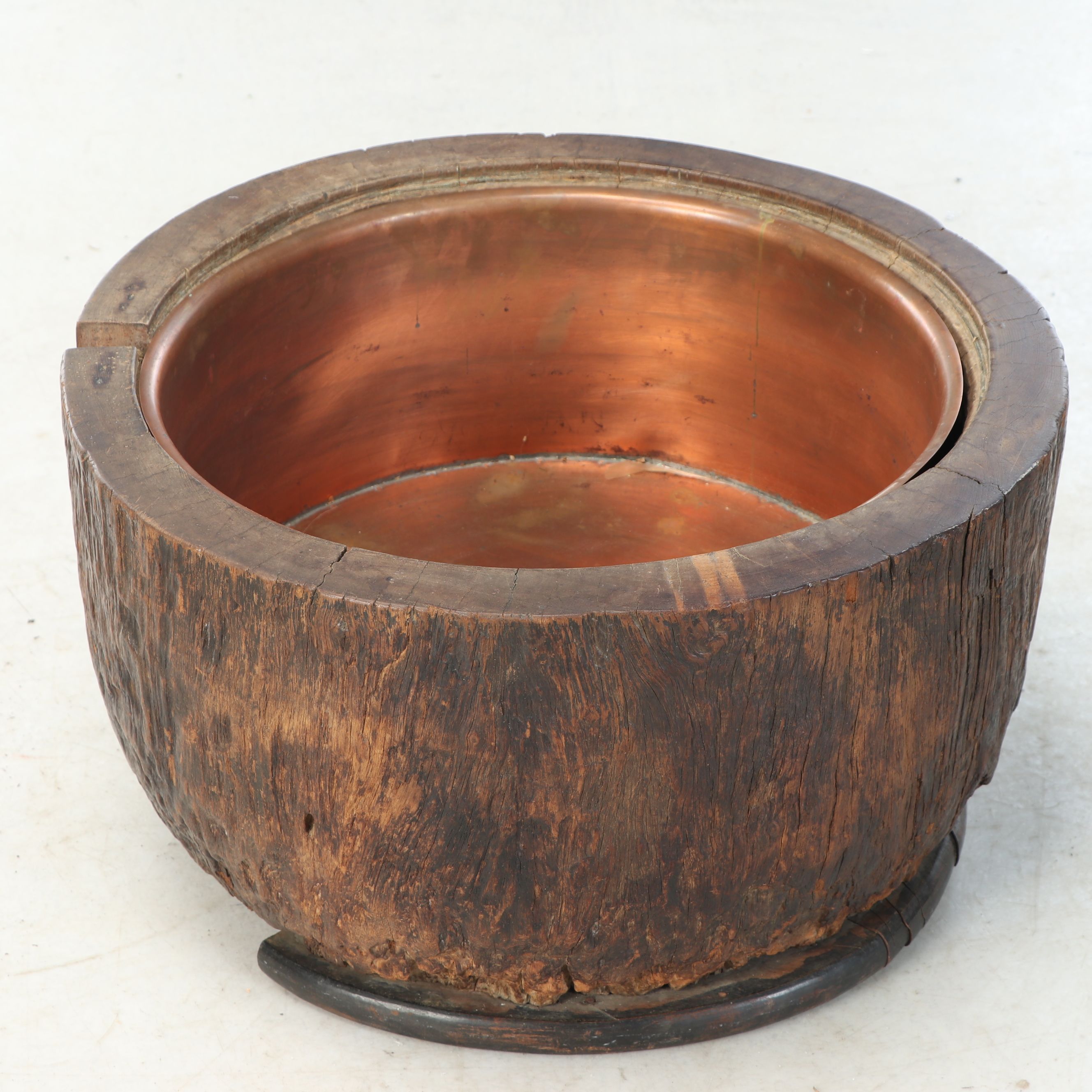 Antique Japanese Wood and Copper Brazier