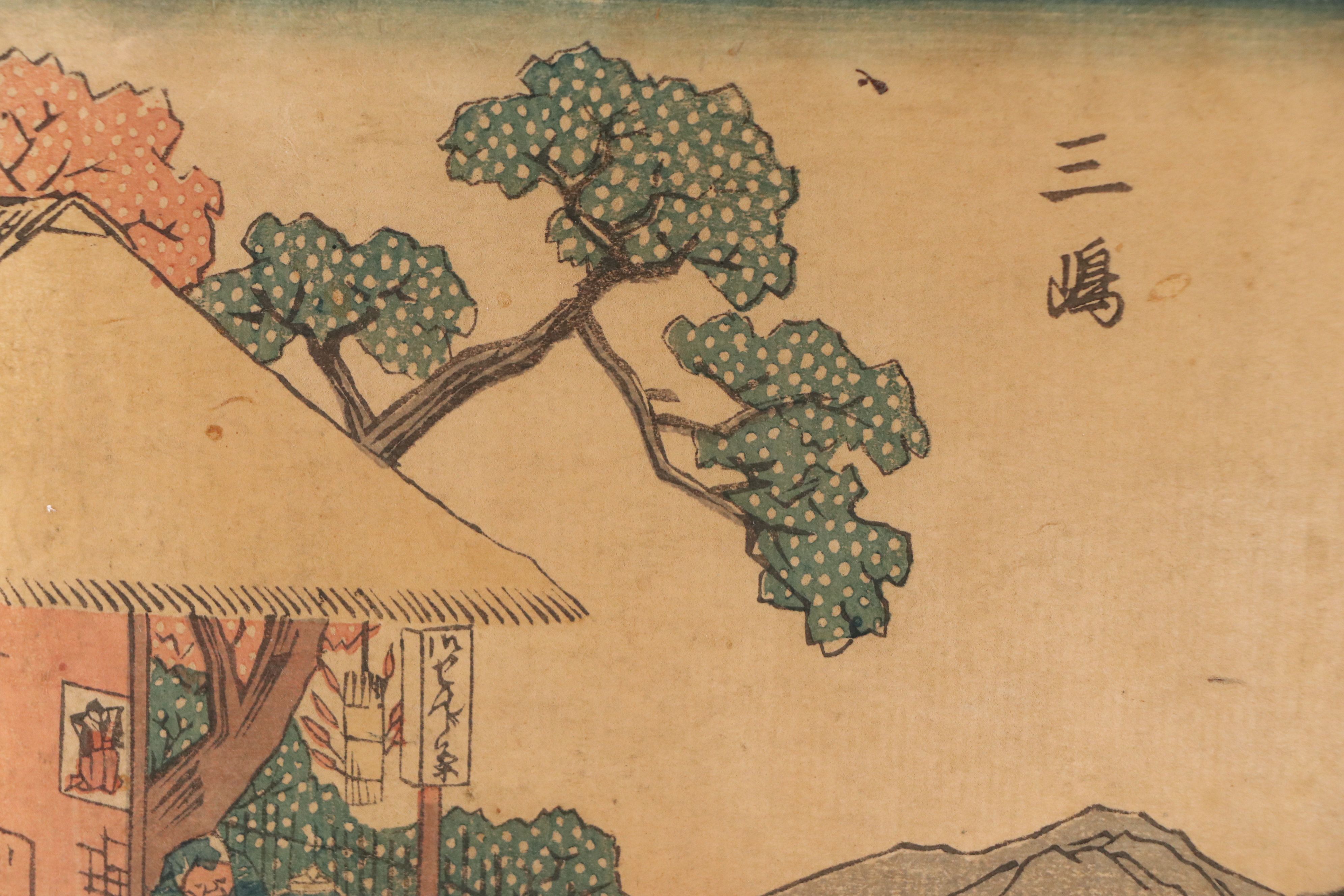 After Utagawa Hiroshige Ukiyo-e Woodblock "Mishima, Number 12," 19th Century