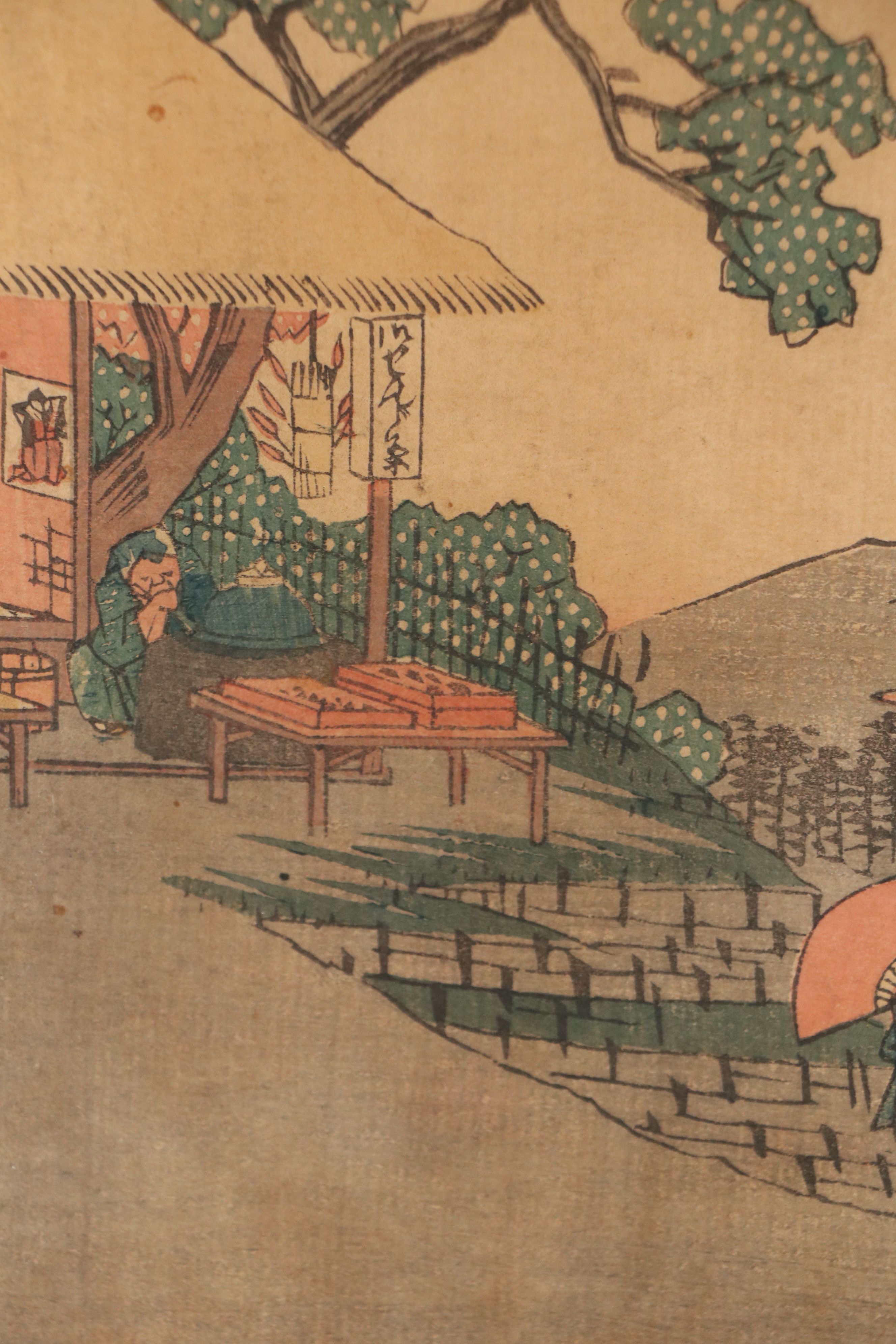 After Utagawa Hiroshige Ukiyo-e Woodblock "Mishima, Number 12," 19th Century