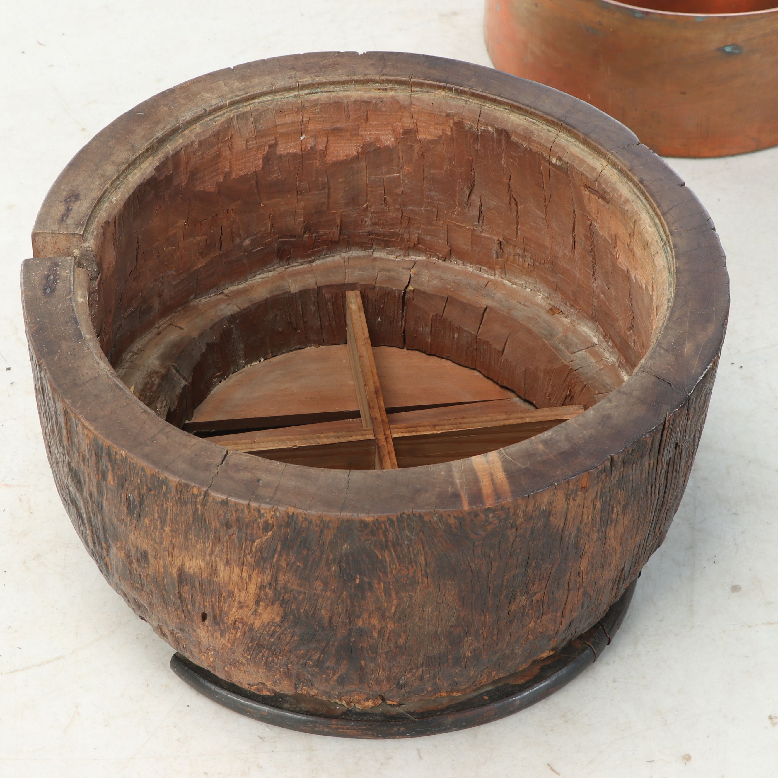 Antique Japanese Wood and Copper Brazier