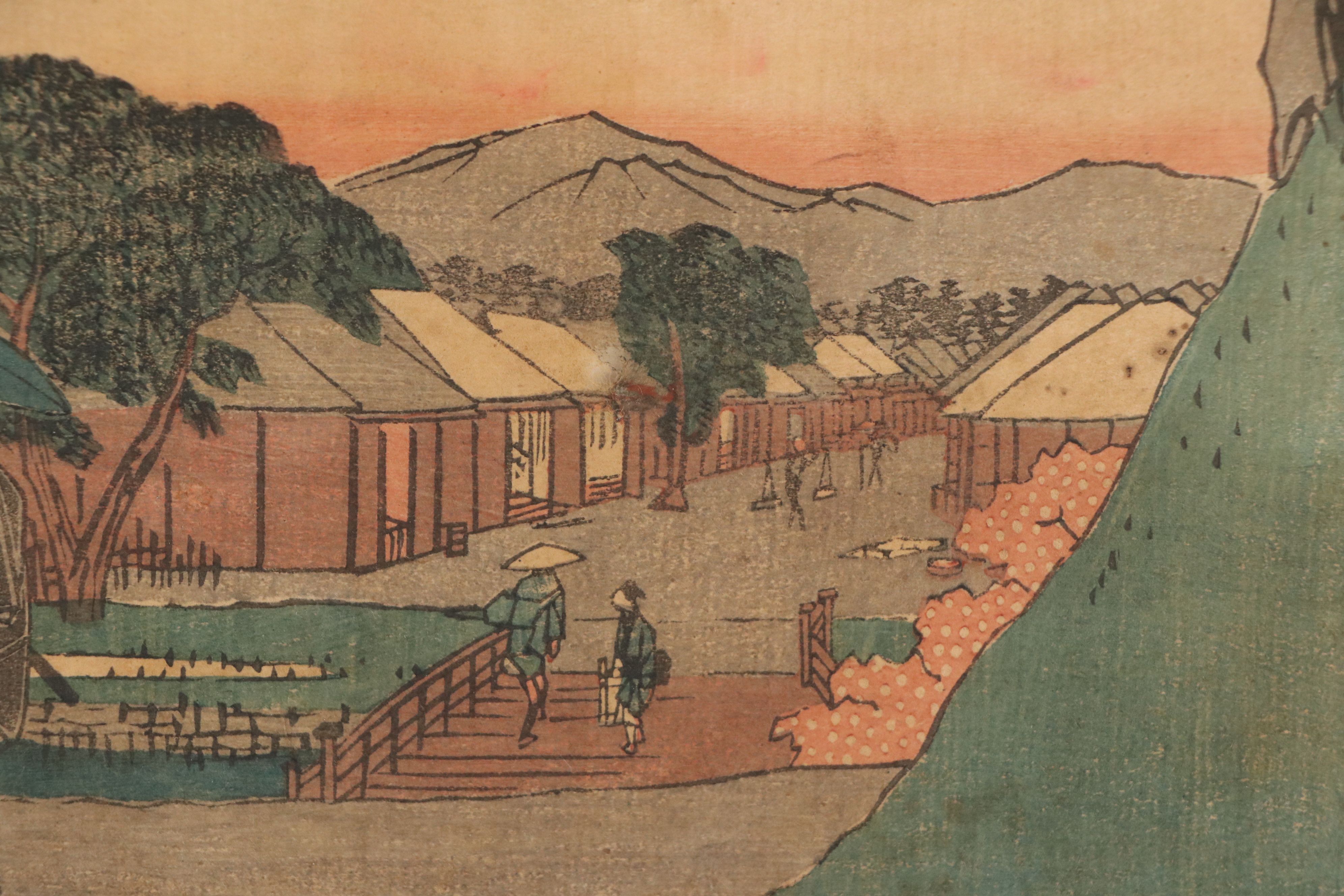 After Utagawa Hiroshige Ukiyo-e Woodblock "Mishima, Number 12," 19th Century