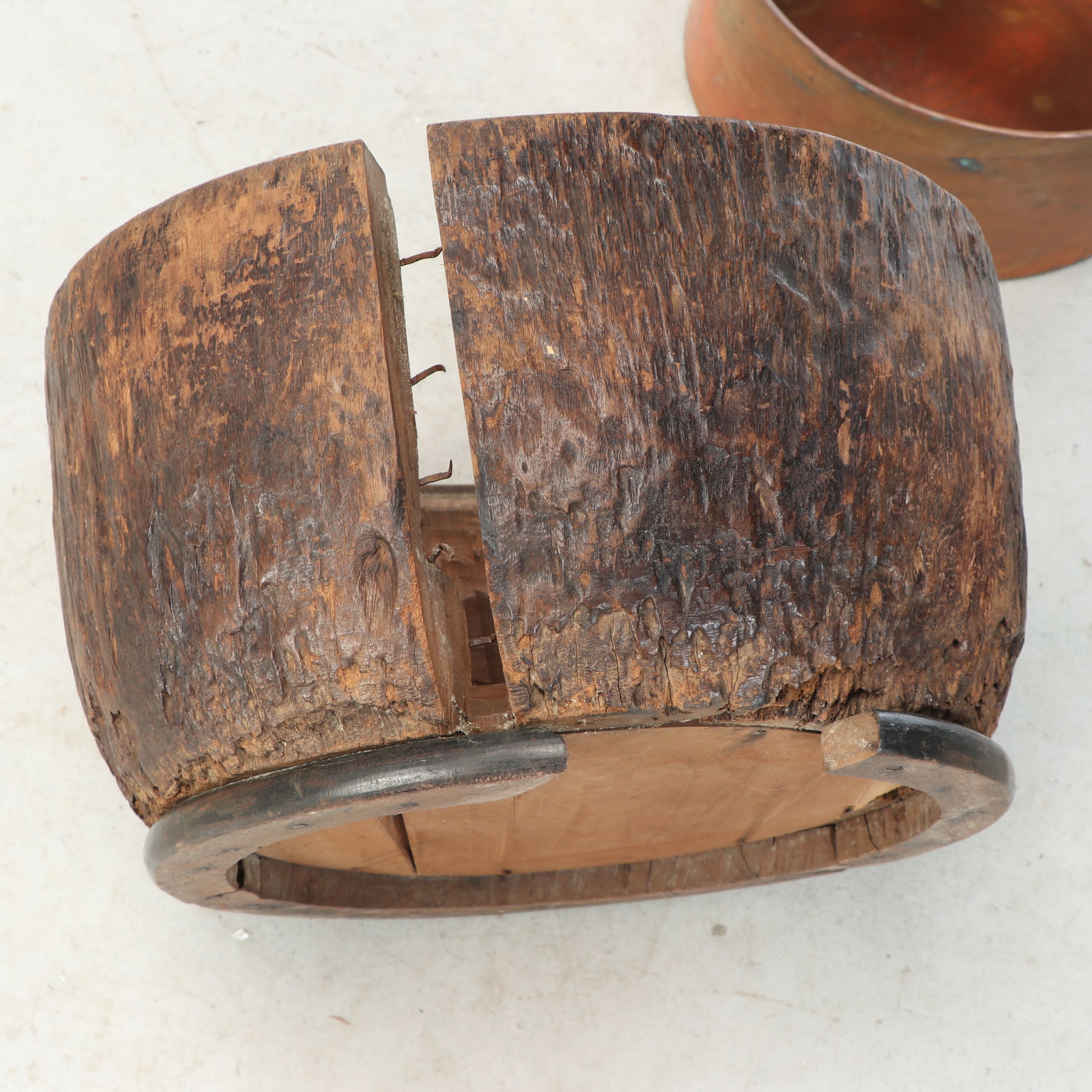 Antique Japanese Wood and Copper Brazier