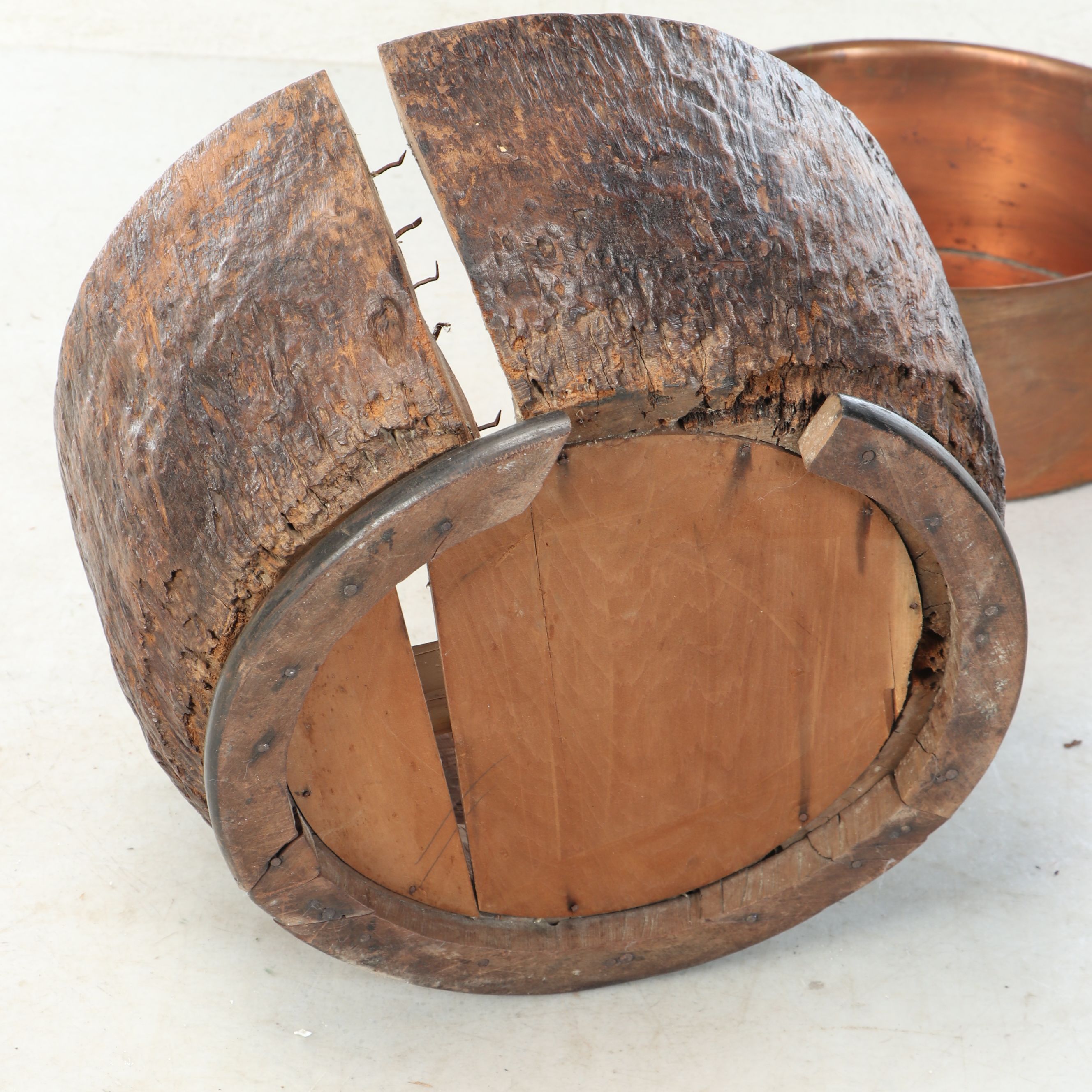 Antique Japanese Wood and Copper Brazier