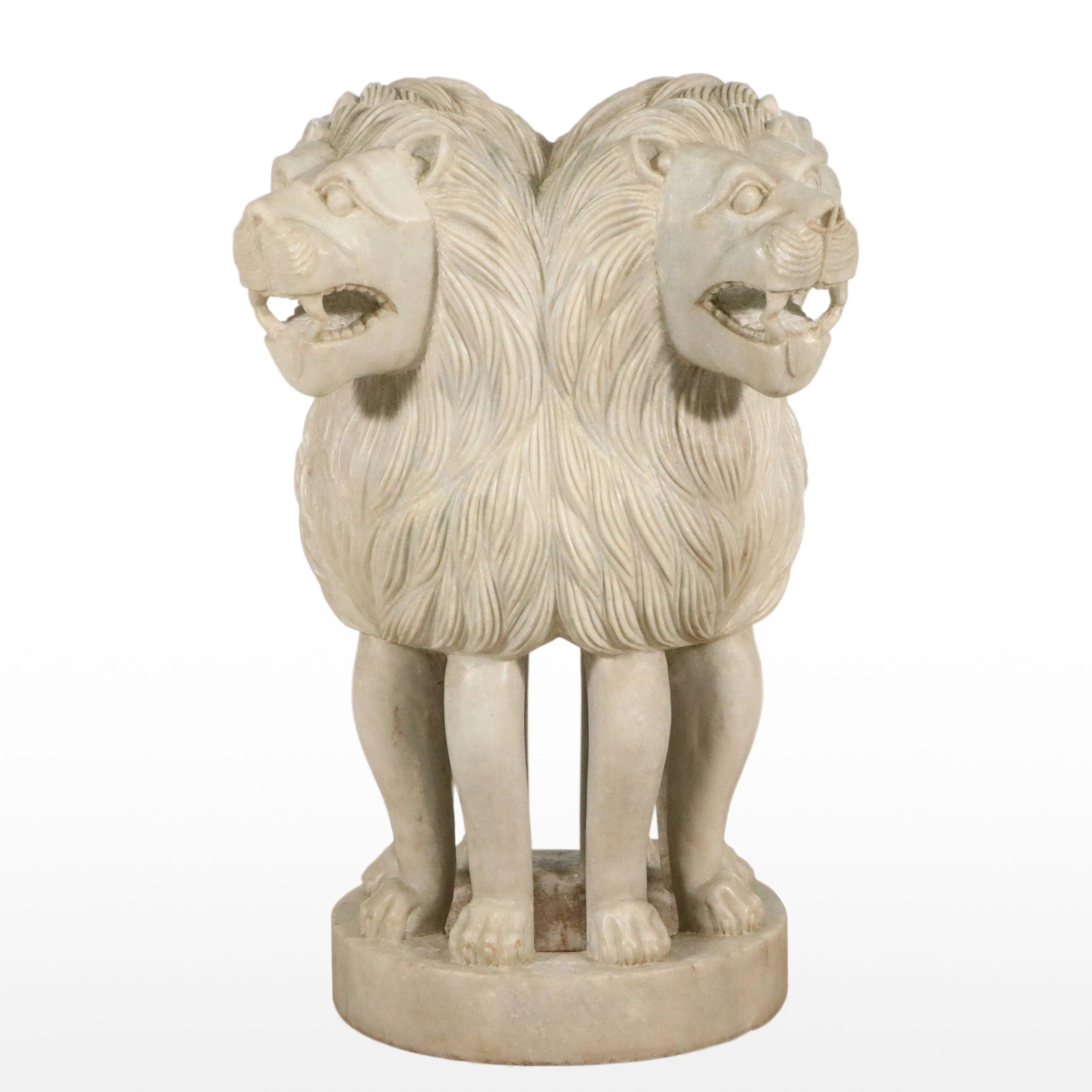 Indian Lion Capital at Sarnath "Ashoka Stambh" Carved Stone Lion Sculpture