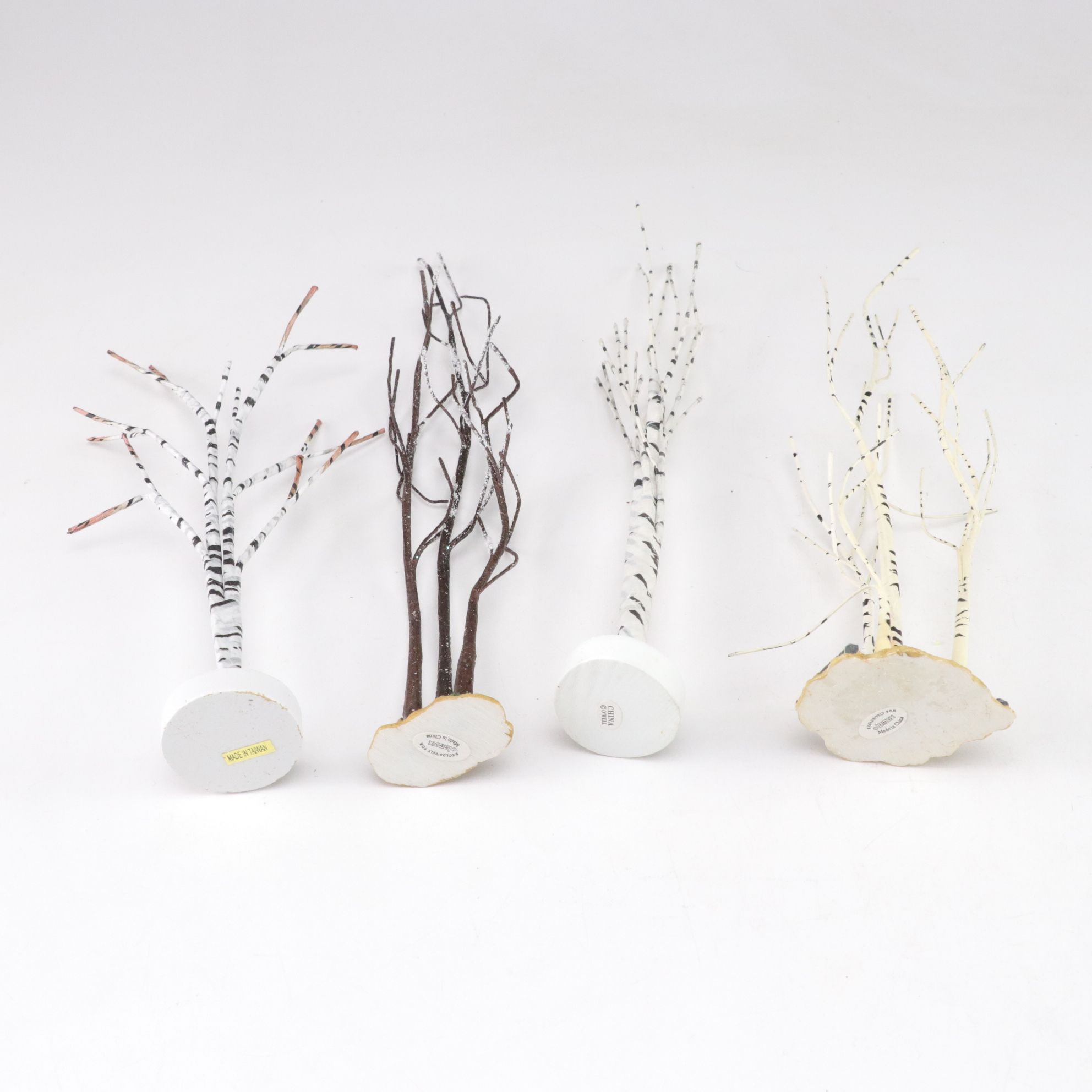 Shiny-Brite Bottle Brush Glitter Christmas Trees with More Birch Trees & Decor