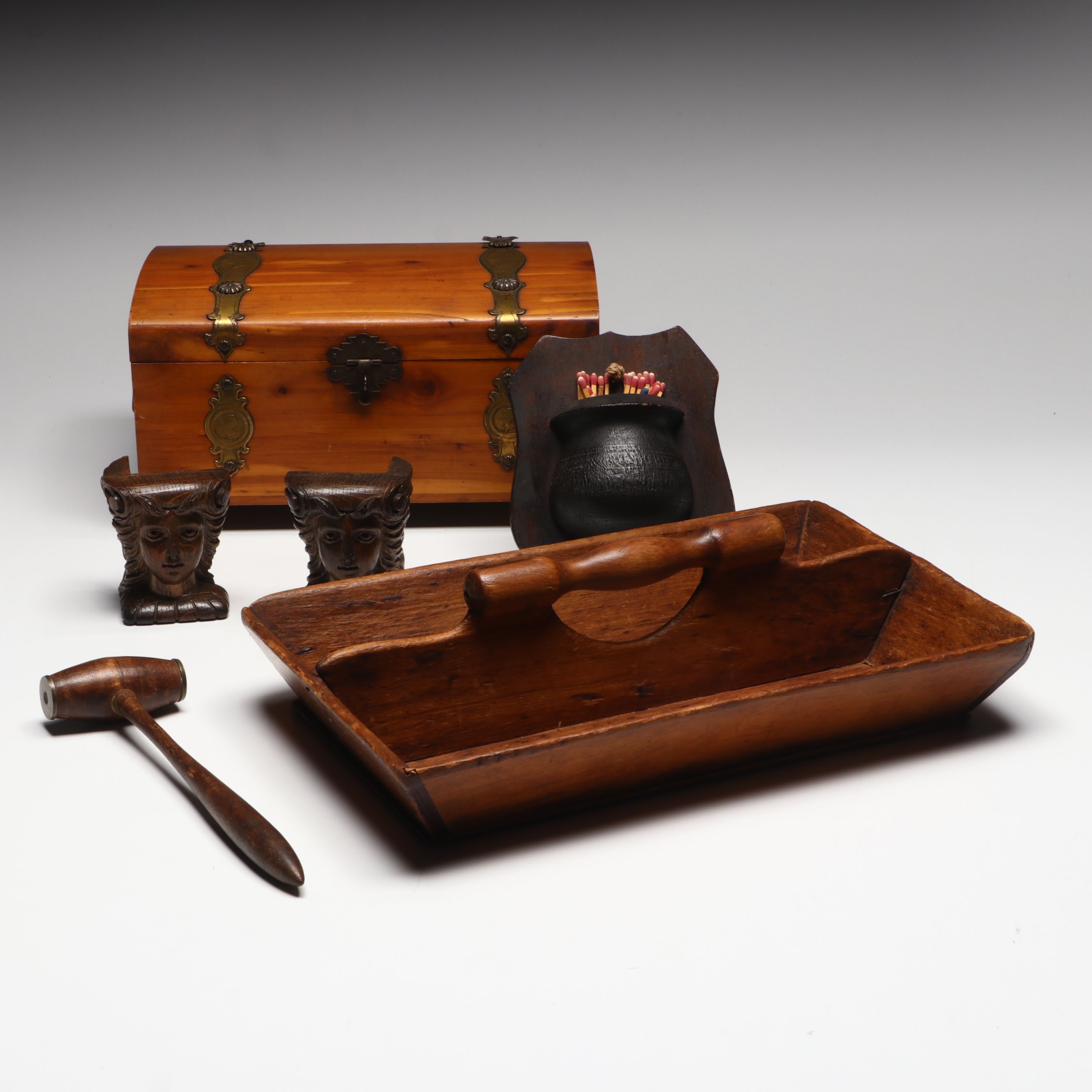 Peterson Brothers Footed Cedar Box, Cauldron Match Holder and More Décor