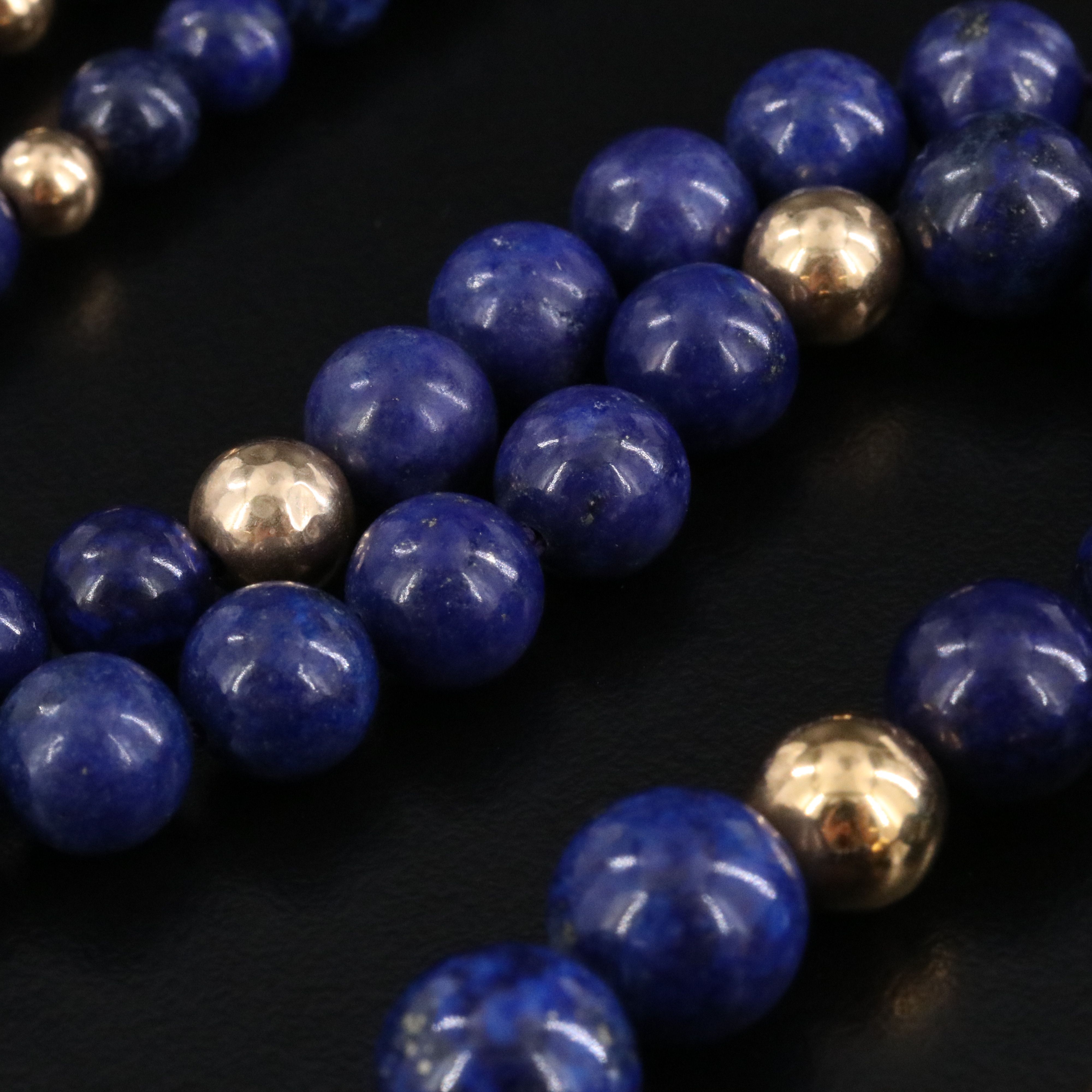 Graduated Lapis Lazuli Necklace with 14K Clasp and Spacers