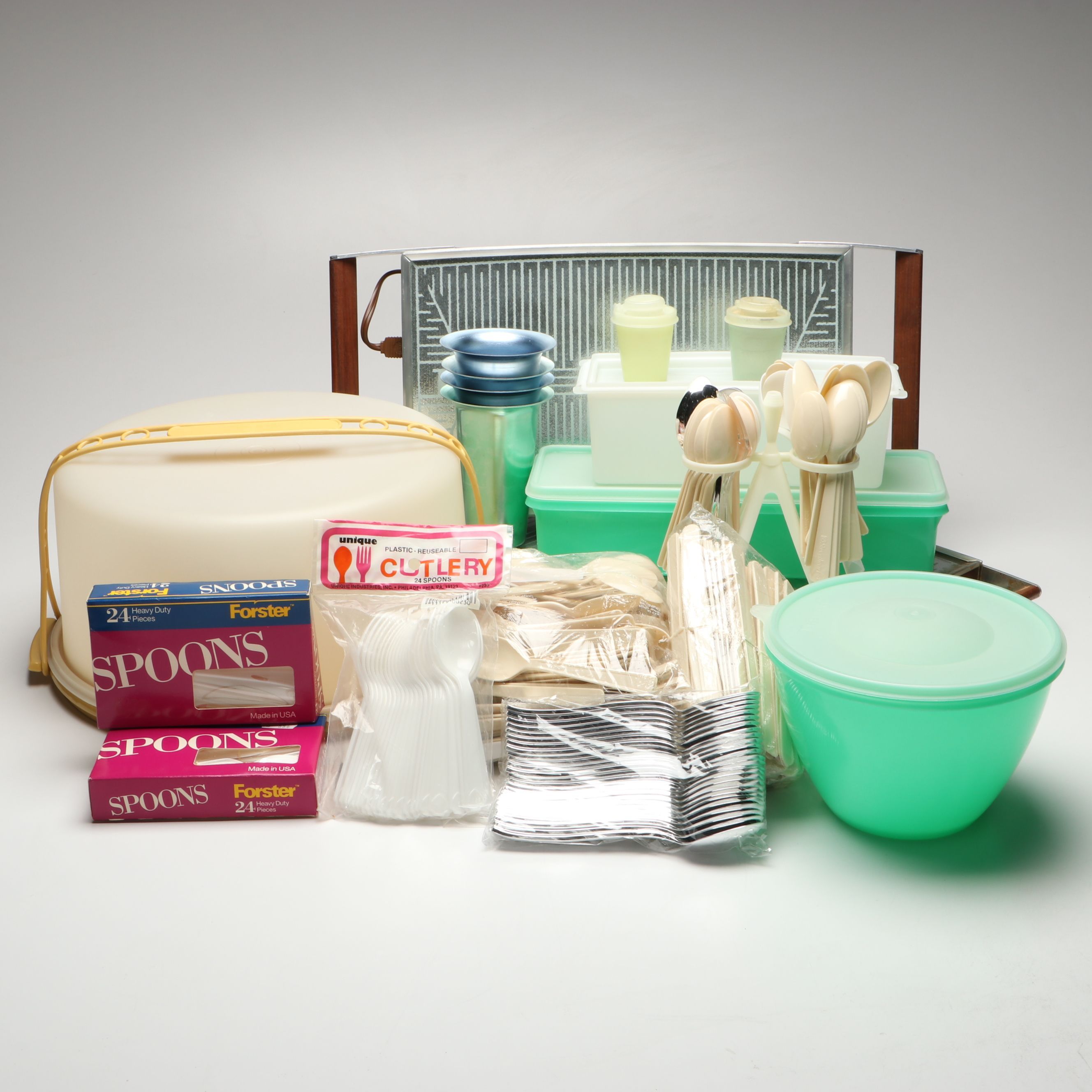 MCM Salton Model H-130 and H-121 Hotrays, Tupperware and Plastic Utensils