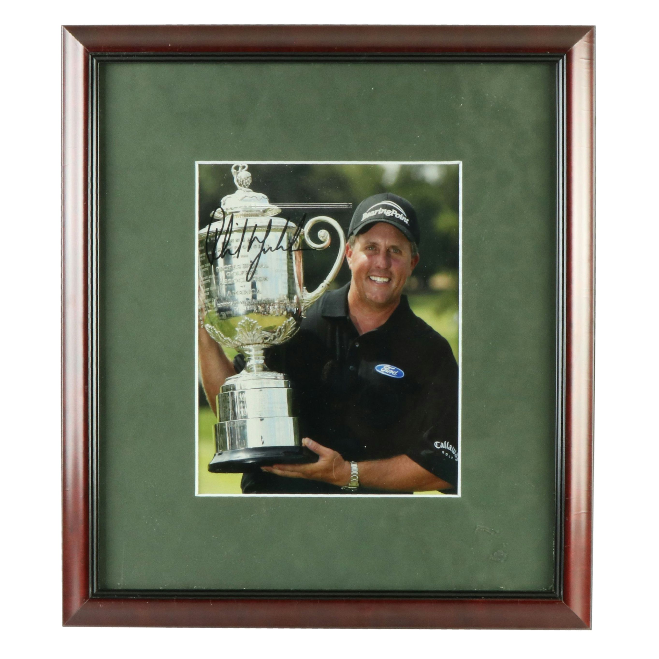 Phil Mickelson Signed Golf Print in Matted Frame