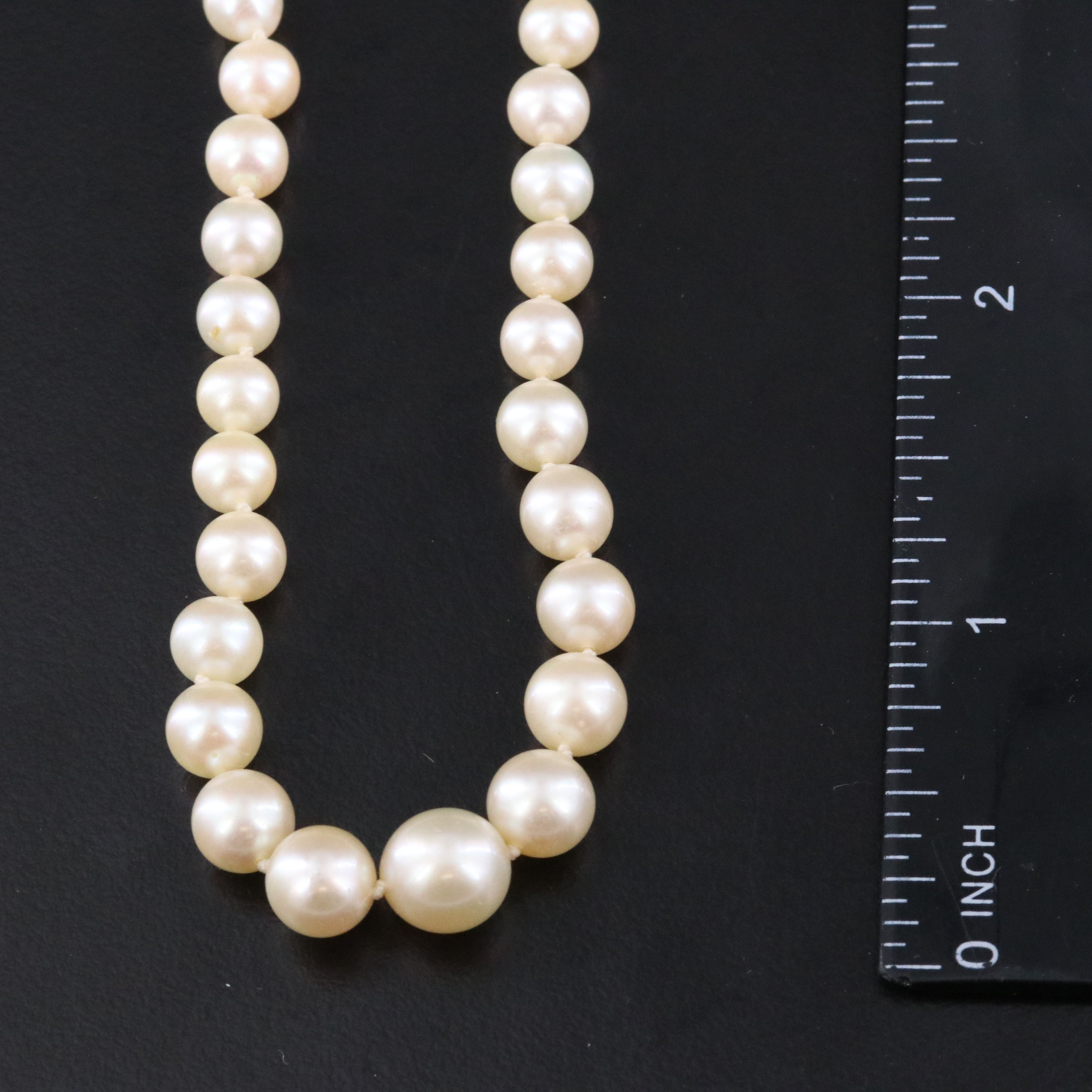 Graduated Pearl Necklace with Platinum Diamond Clasp and Endless Pearl Necklace