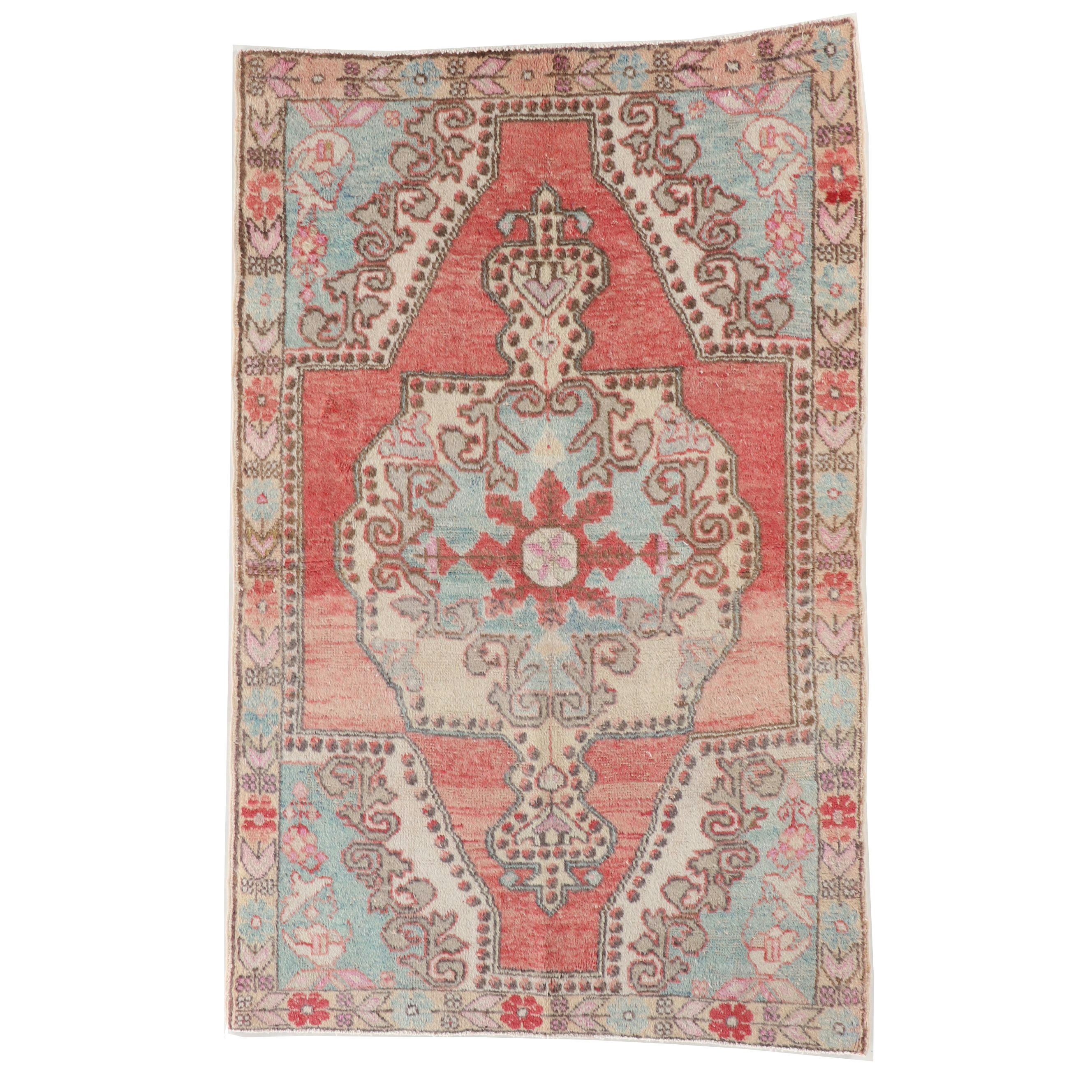 4'1 x 6'5 Hand-Knotted Turkish Anatolian Oushak Area Rug