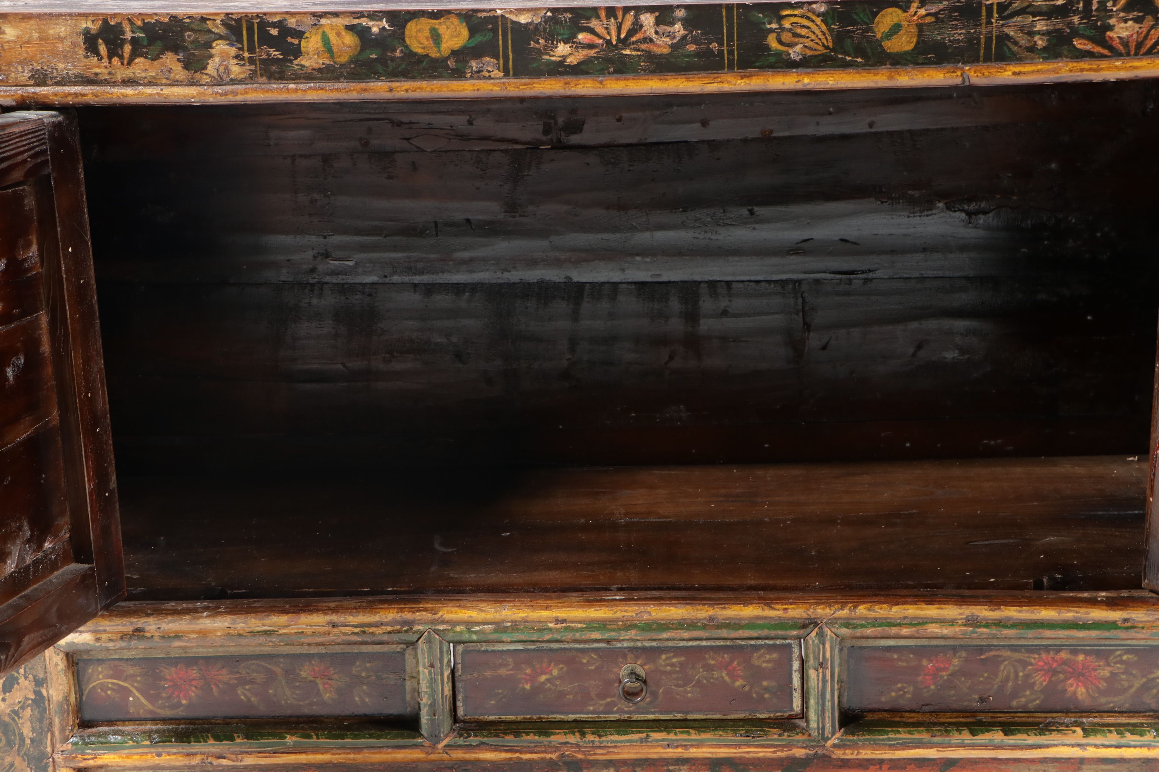 Chinese Polychrome Painted Lacquer Sideboard, 20th Century
